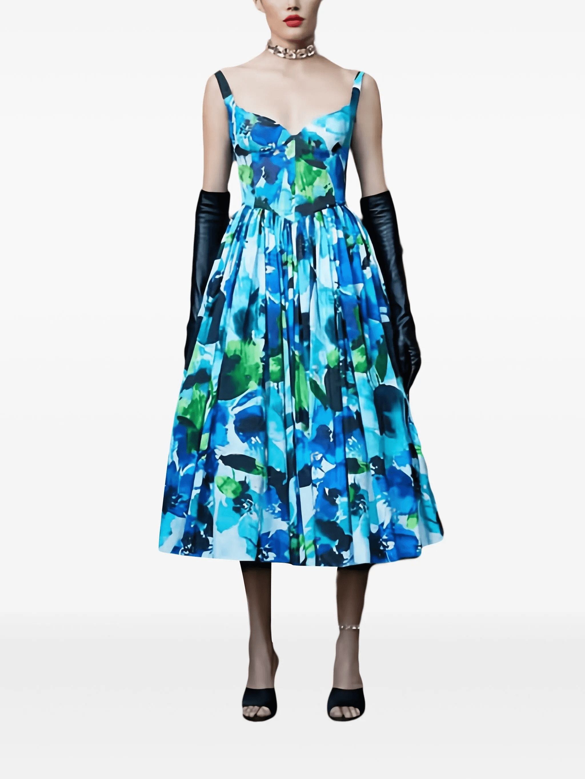 sweetheart floral midi dress - Image 1