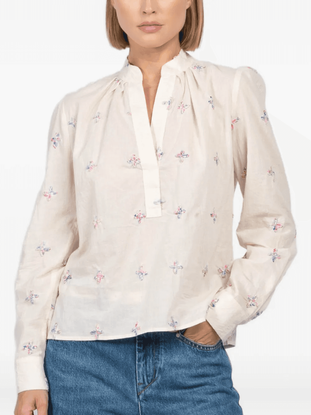 embroidered puff-sleeve tunic - Image 1