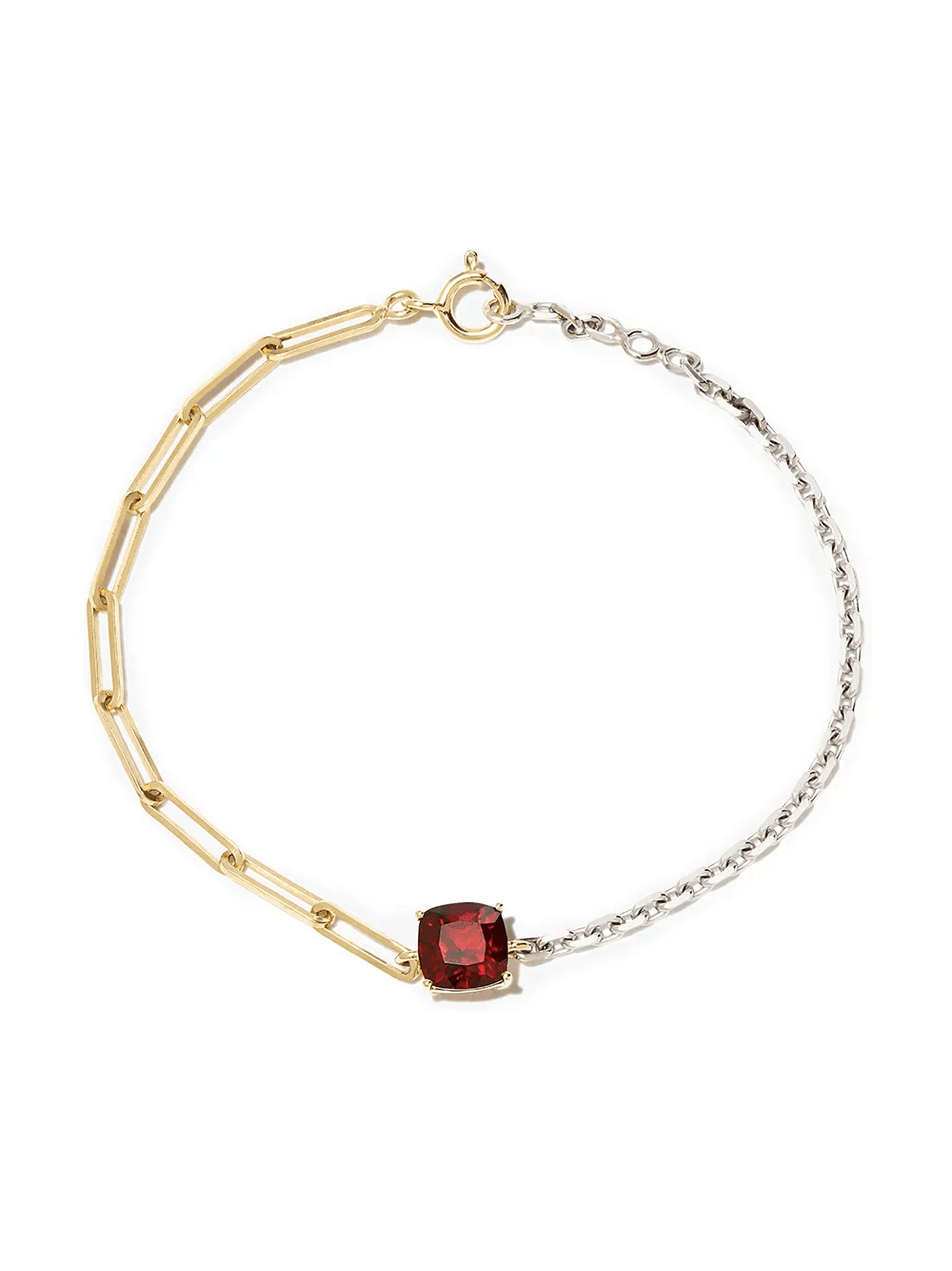 18kt yellow and white gold garnet chain-link bracelet - Image 1