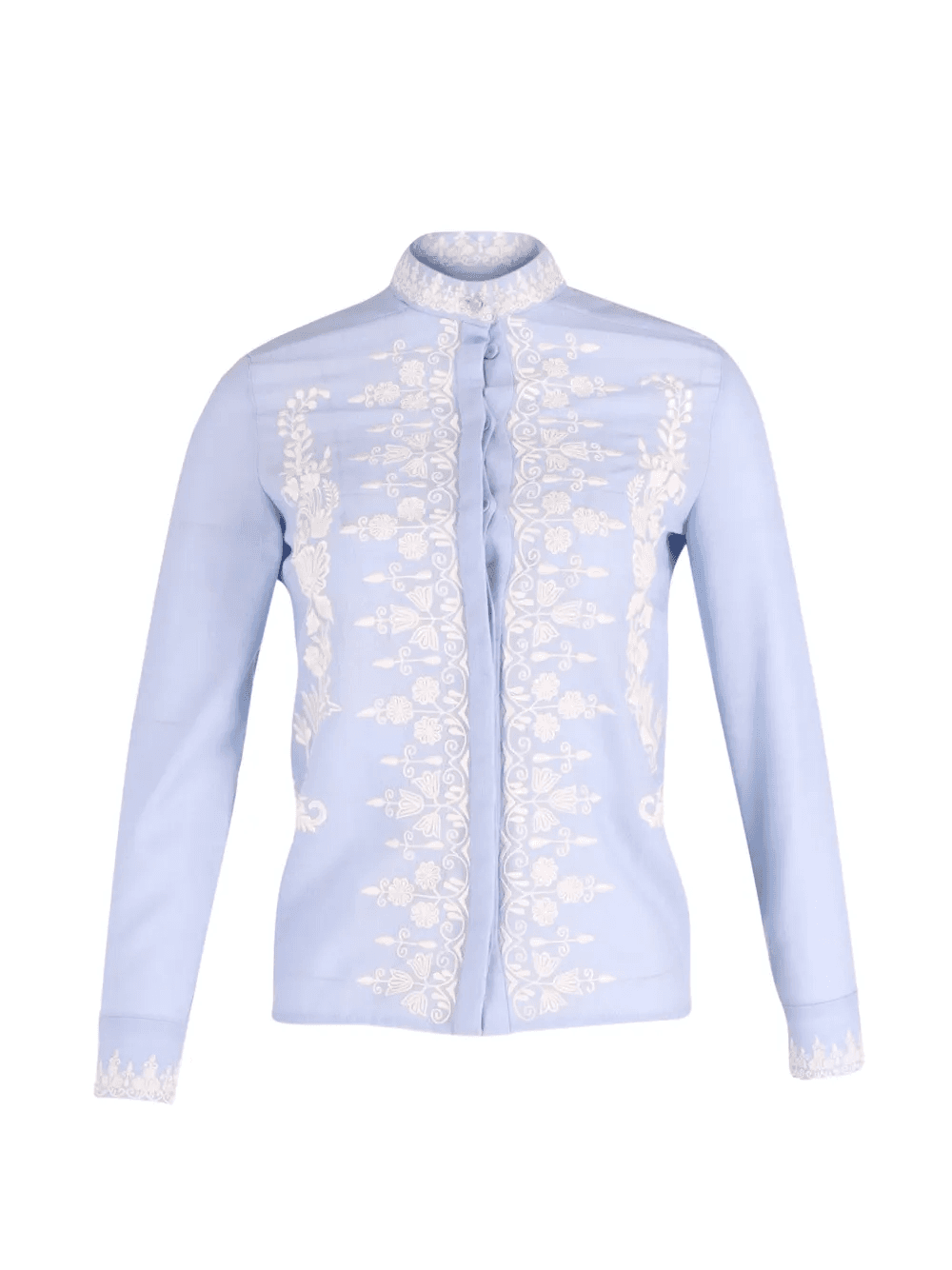 embroidered mock-neck shirt - Image 1