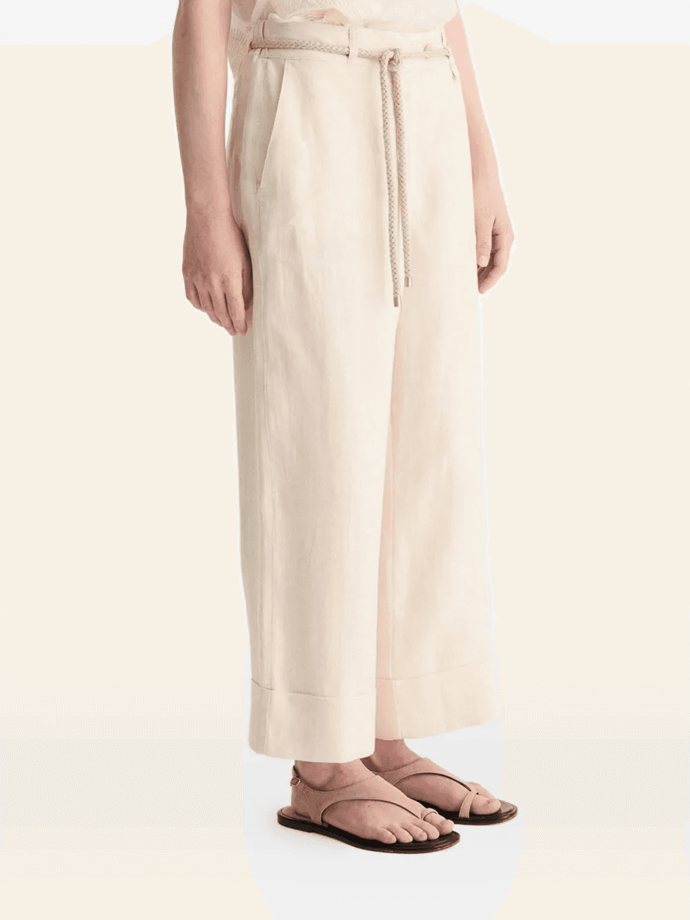 belted turn-up trousers - Image 1
