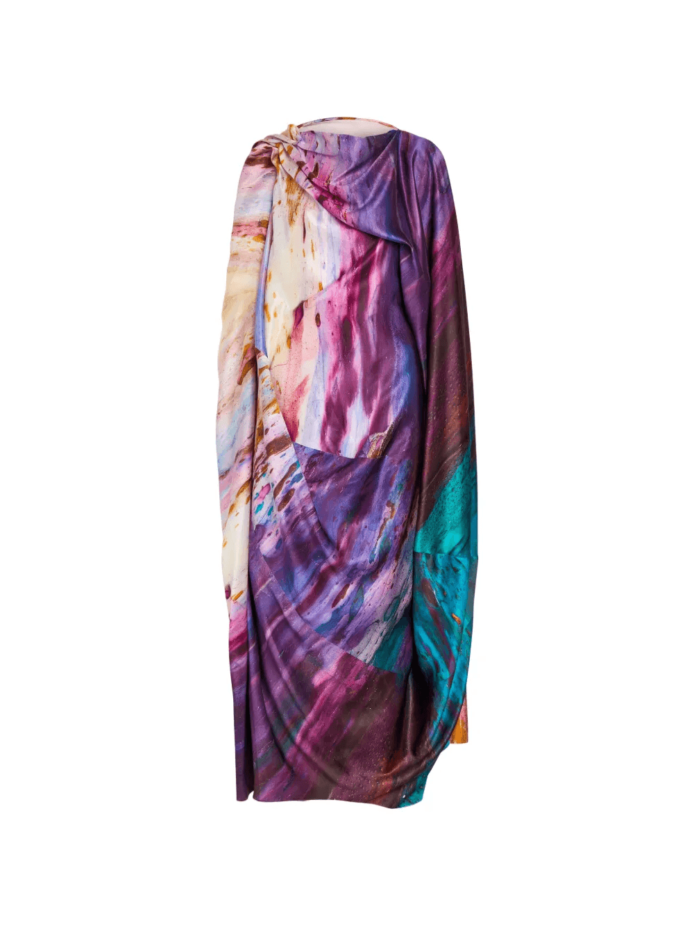 brushstroke-print draped dress - Image 1