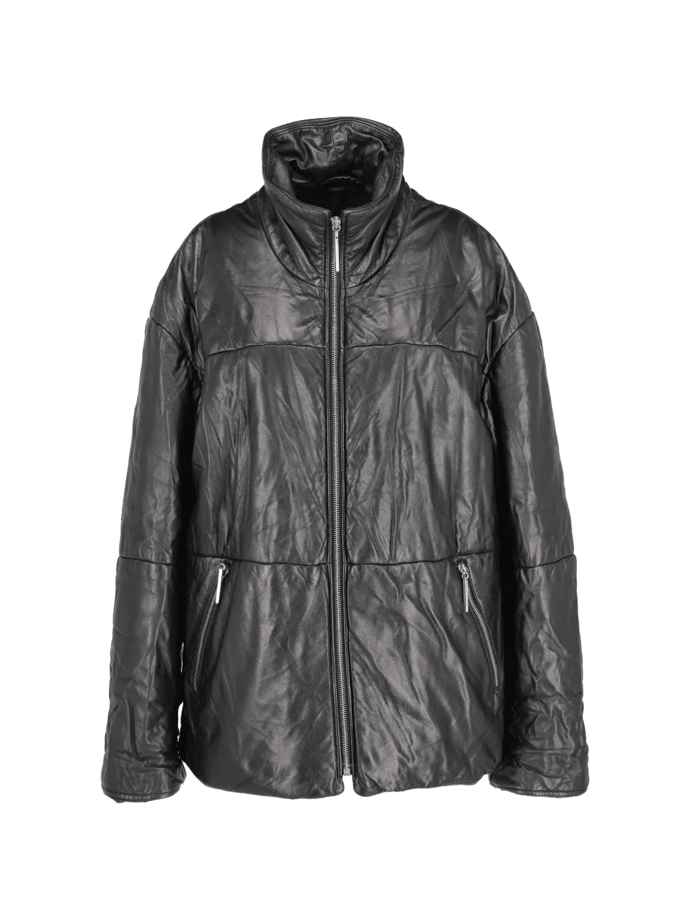 leather puffer jacket - Image 1