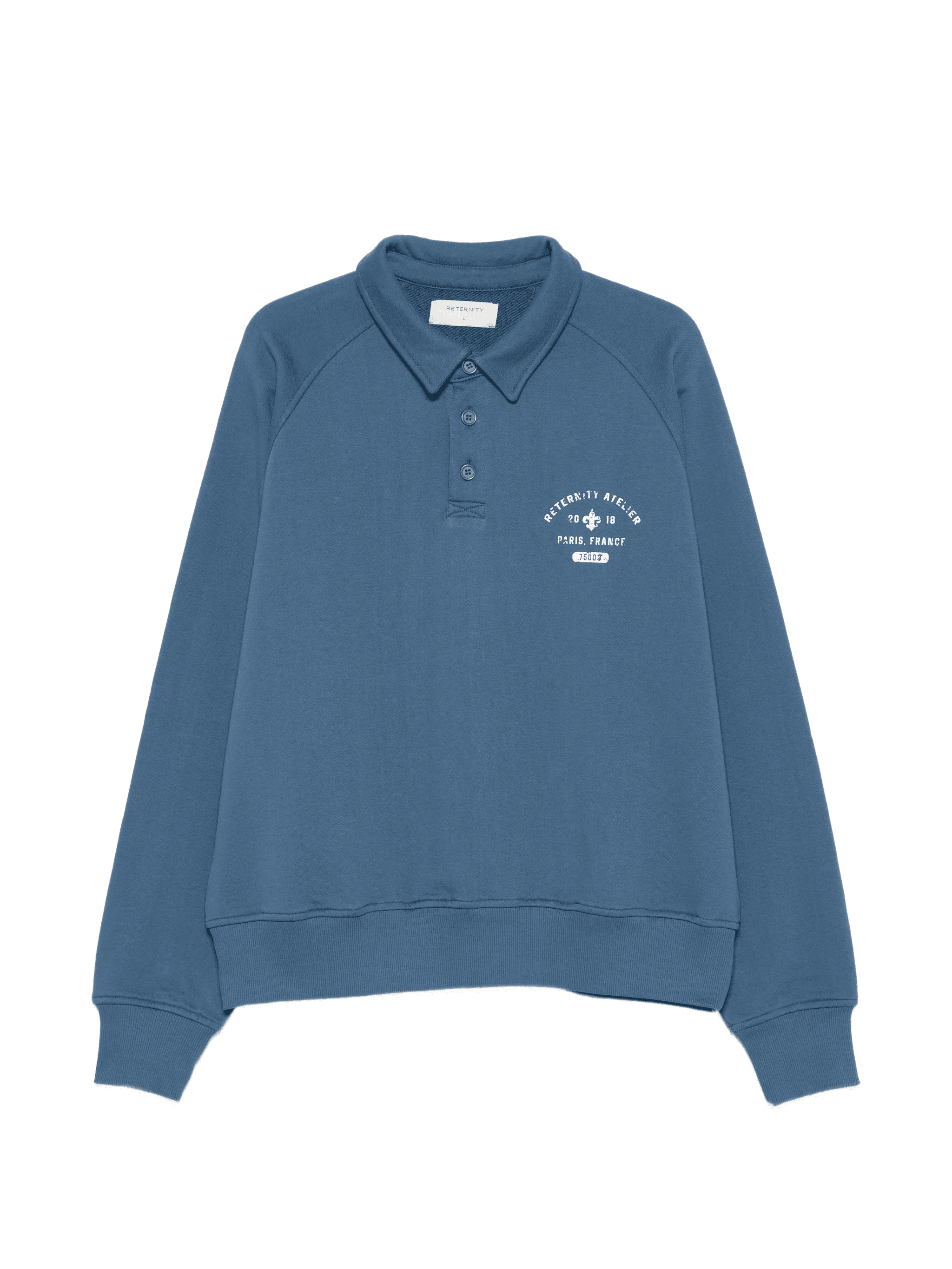 button graphic polo sweatshirt - Image 1