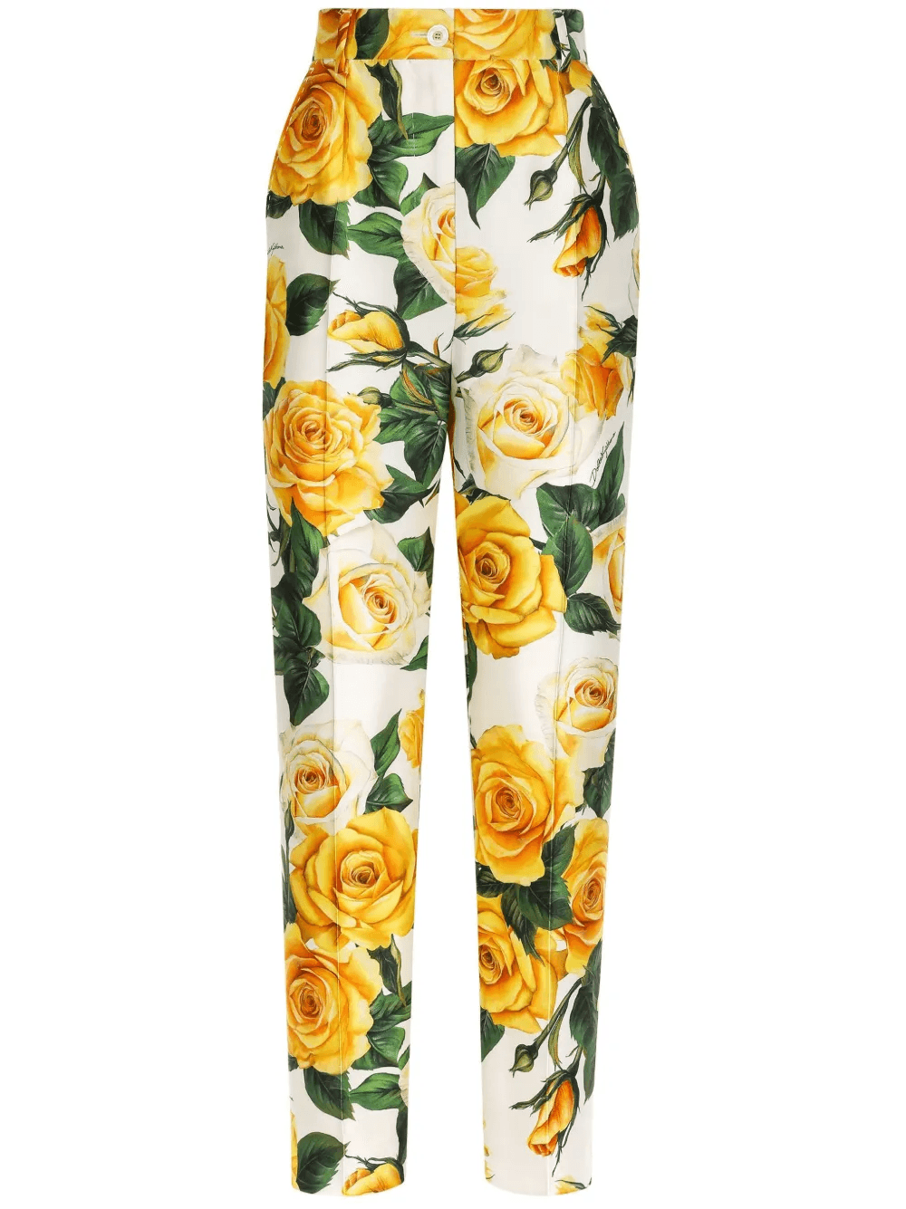 rose-print high-waisted trousers - Image 1