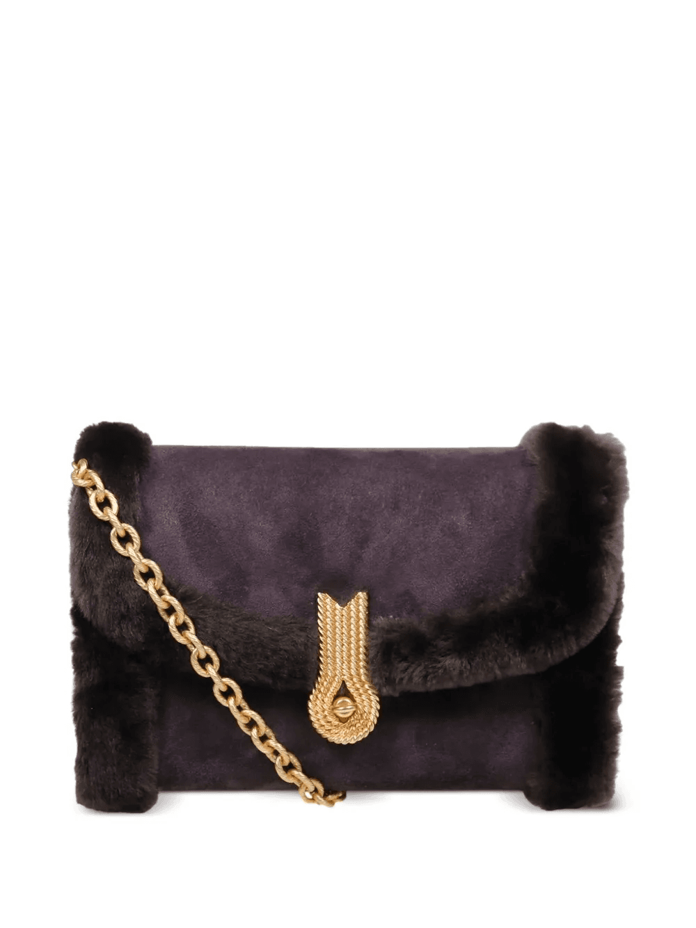 fur-trim chain satchel - Image 1
