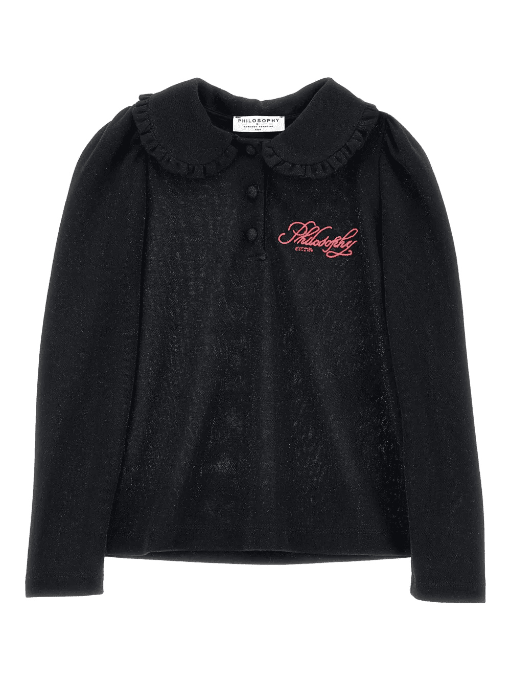 ruffled-collar long-sleeve polo shirt - Image 1