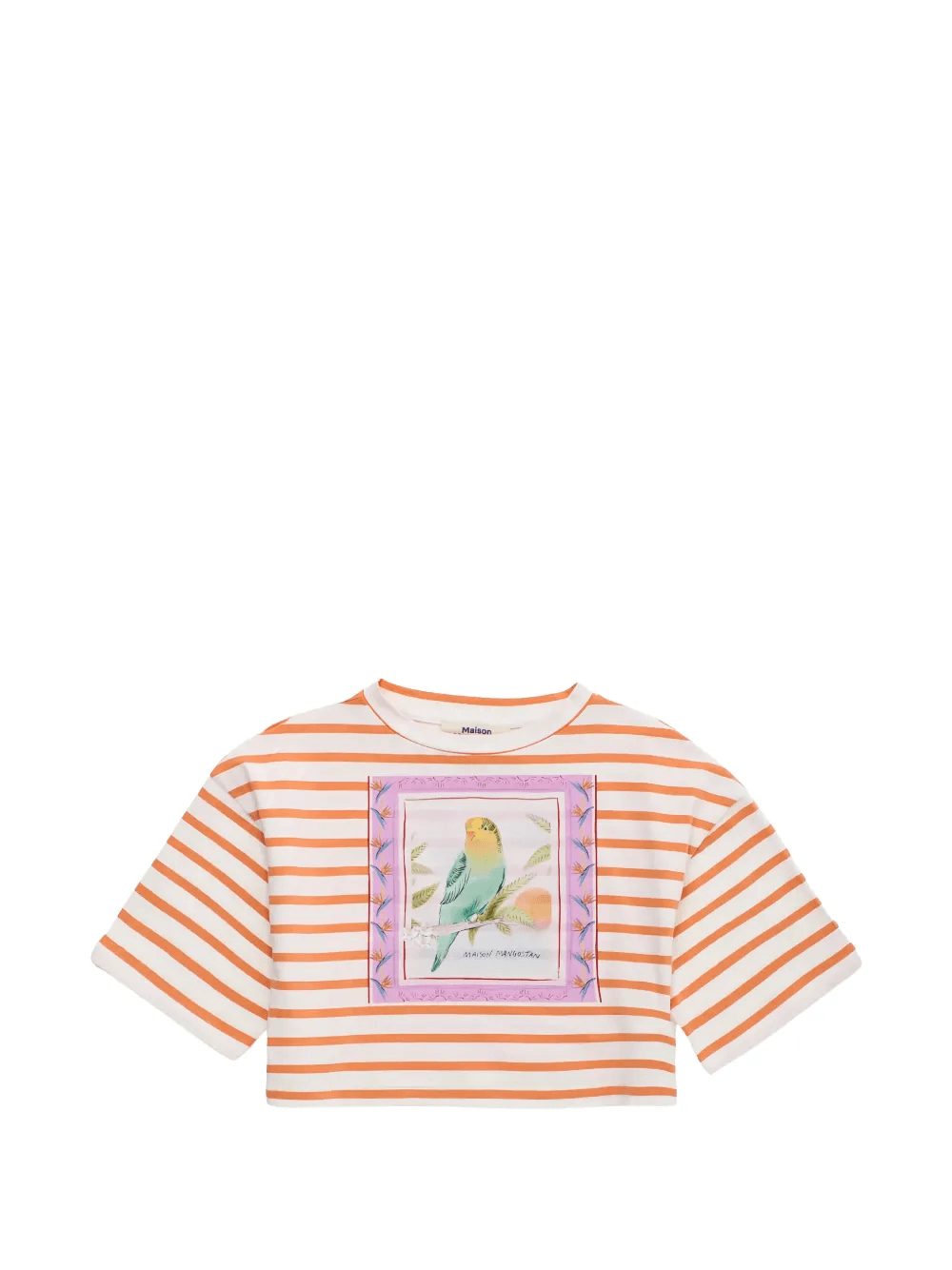 bird-print striped cropped top - Image 1