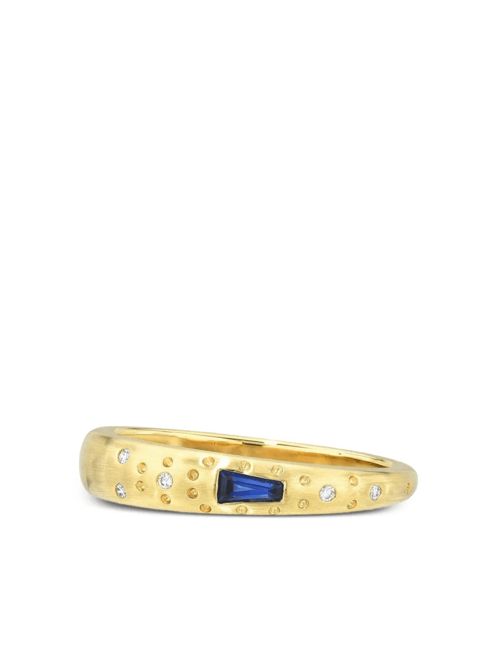 18K yellow gold Supernova blue sapphire and diamond ring - Image 1