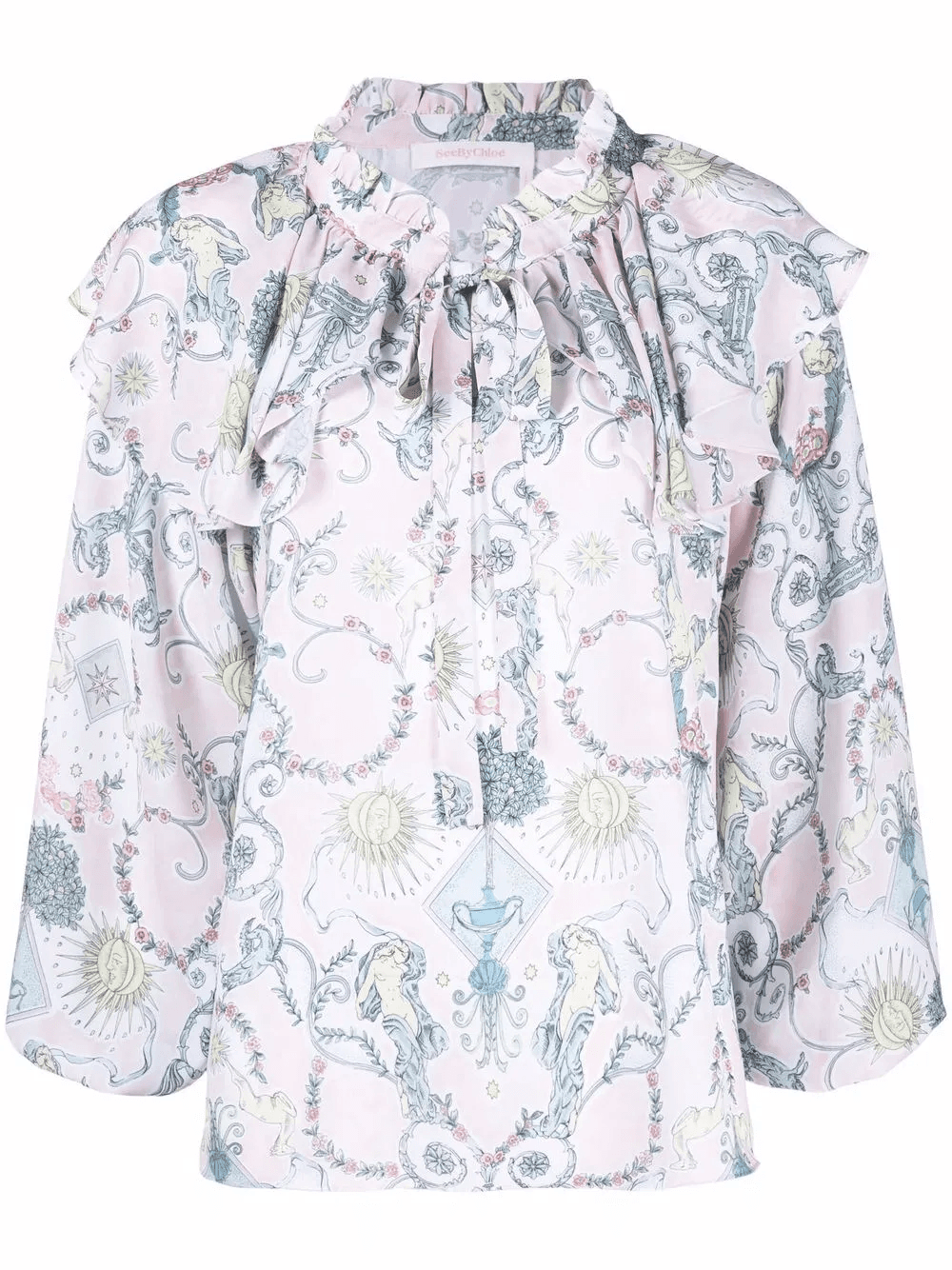 baroque-print ruffled blouse - Image 1