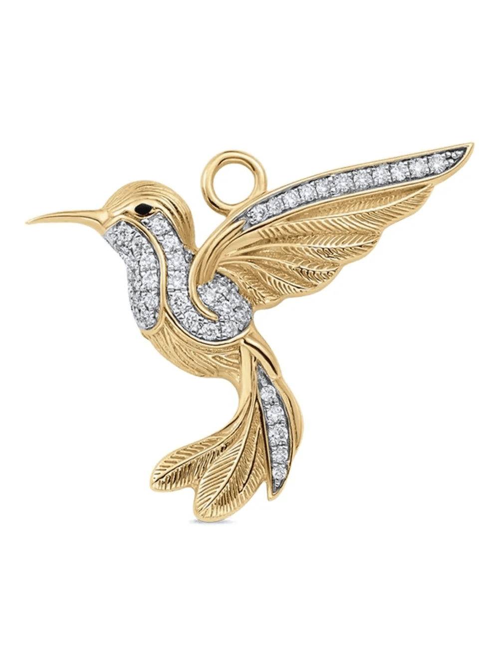 18K yellow gold Petite Hummingbird diamond charm - Image 1