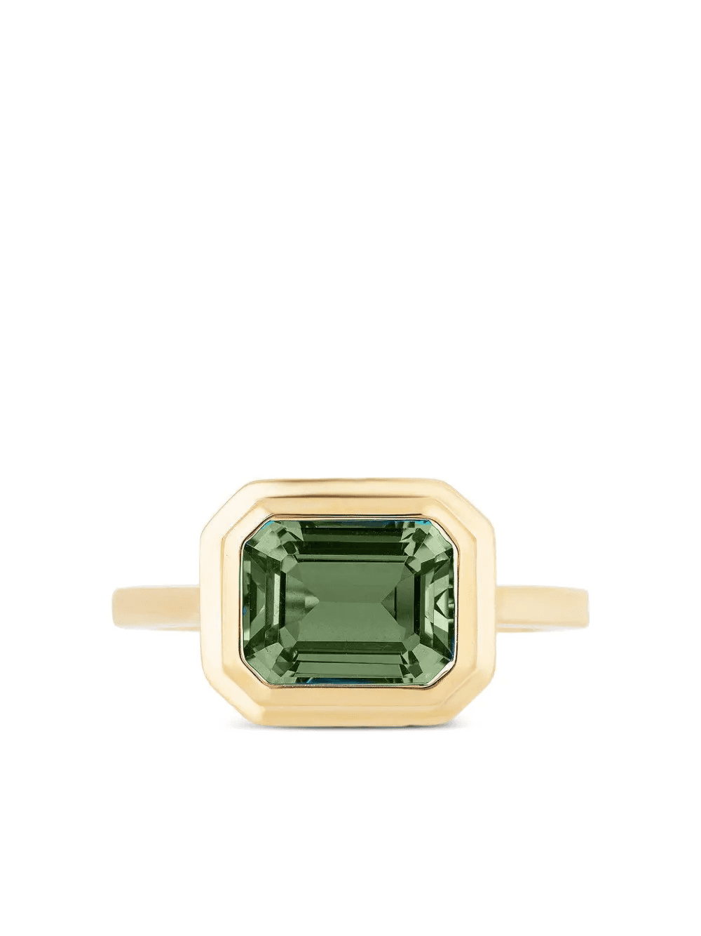 18K yellow gold green prasiolite ring - Image 1