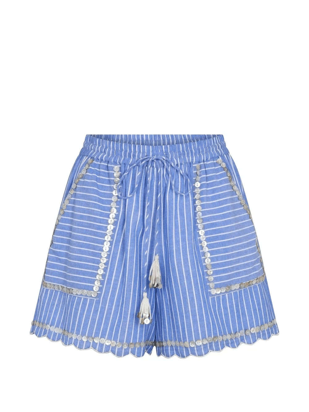Carolina K Moni striped scallop-trim shorts - Image 1