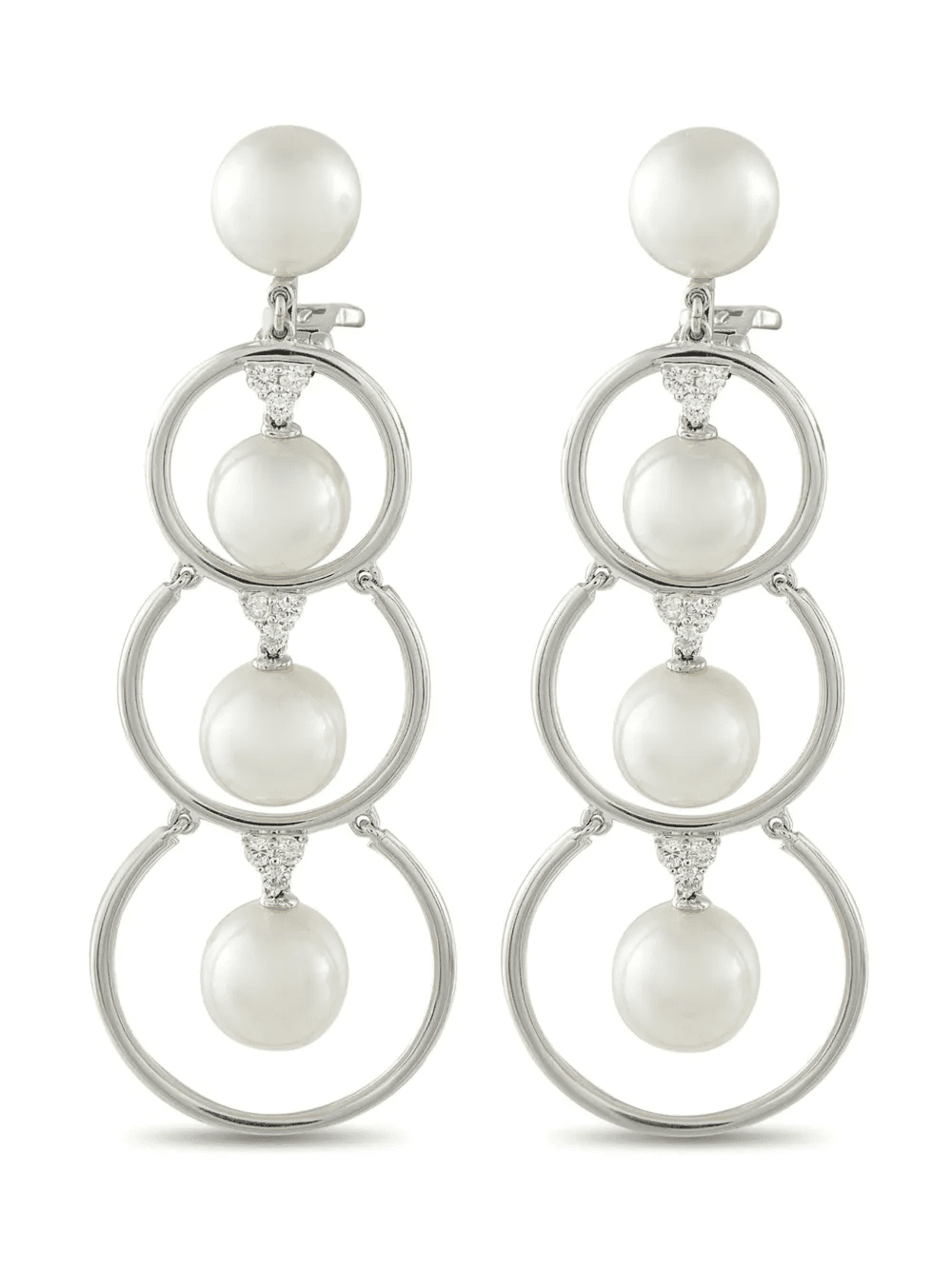18K white gold Prince Dimitri diamond and pearl earrings - Image 1