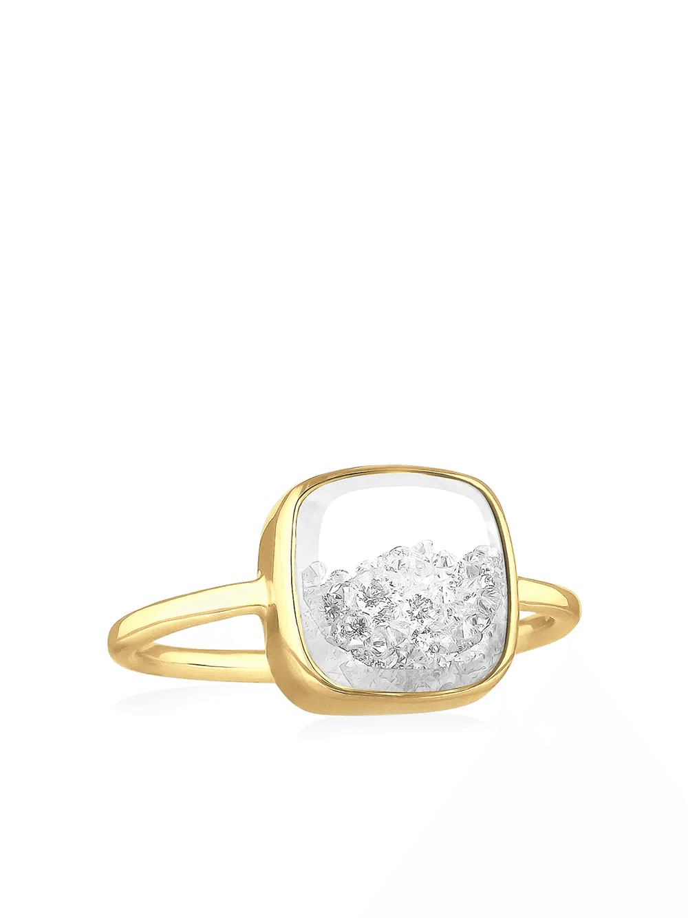 18kt yellow gold square diamond shaker ring - Image 1
