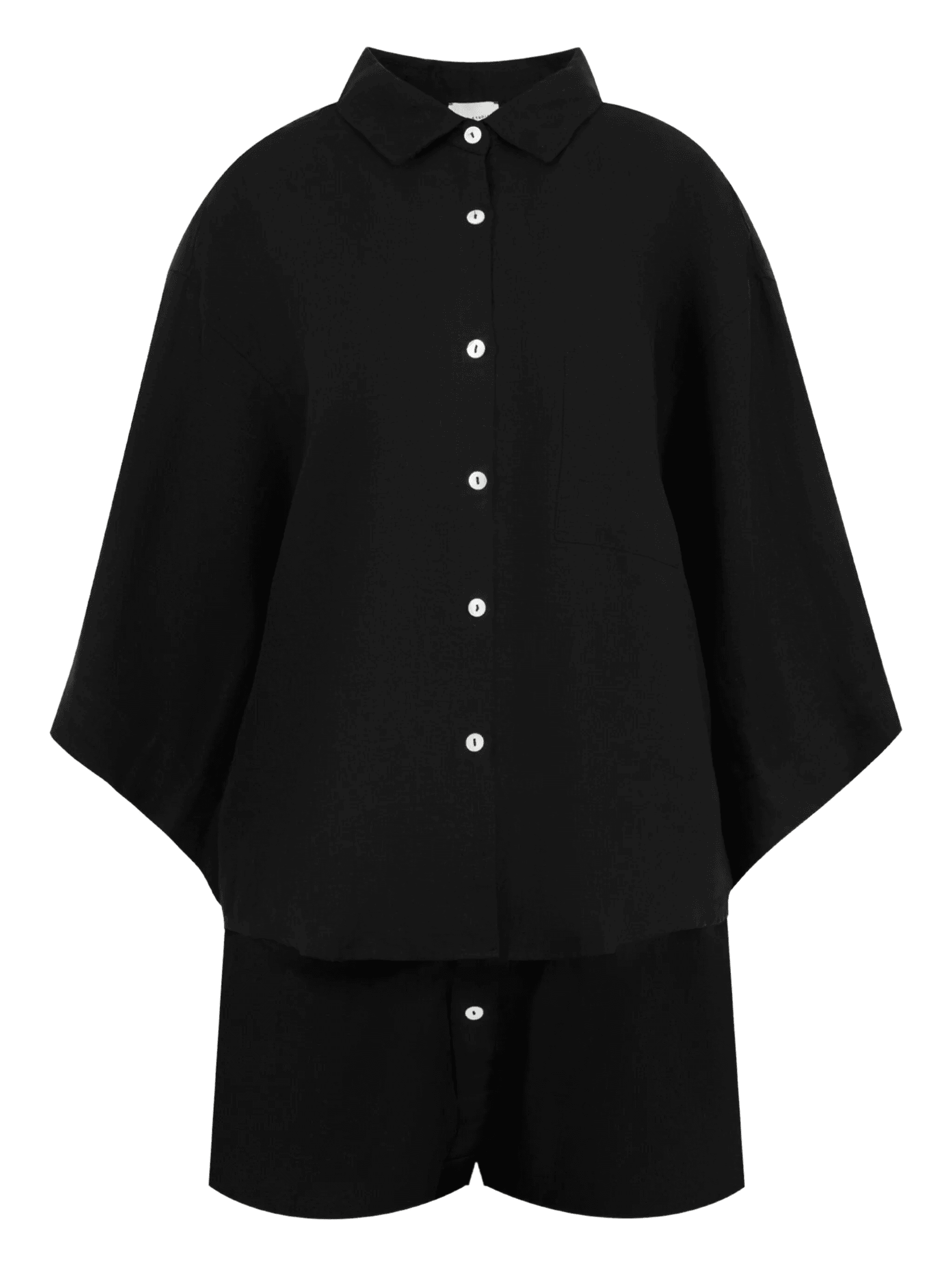 button-front wide-sleeve shirt and shorts set - Image 1