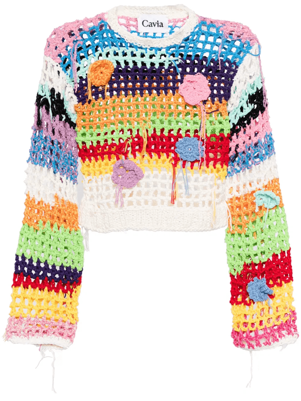 striped crochet-knit jumper - Image 1