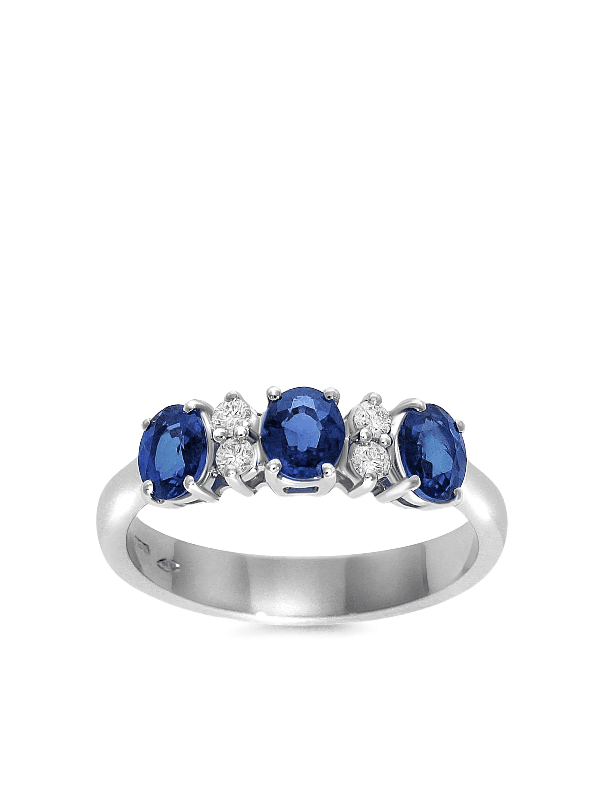 18K white gold Eternity diamond and sapphire ring - Image 1