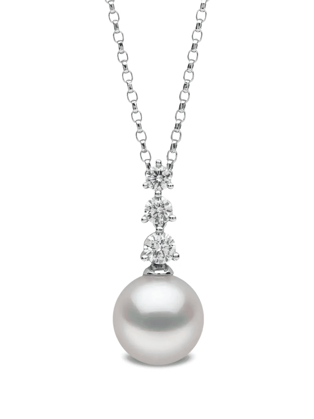 18K white gold akoya pearl and diamond pendant - Image 1