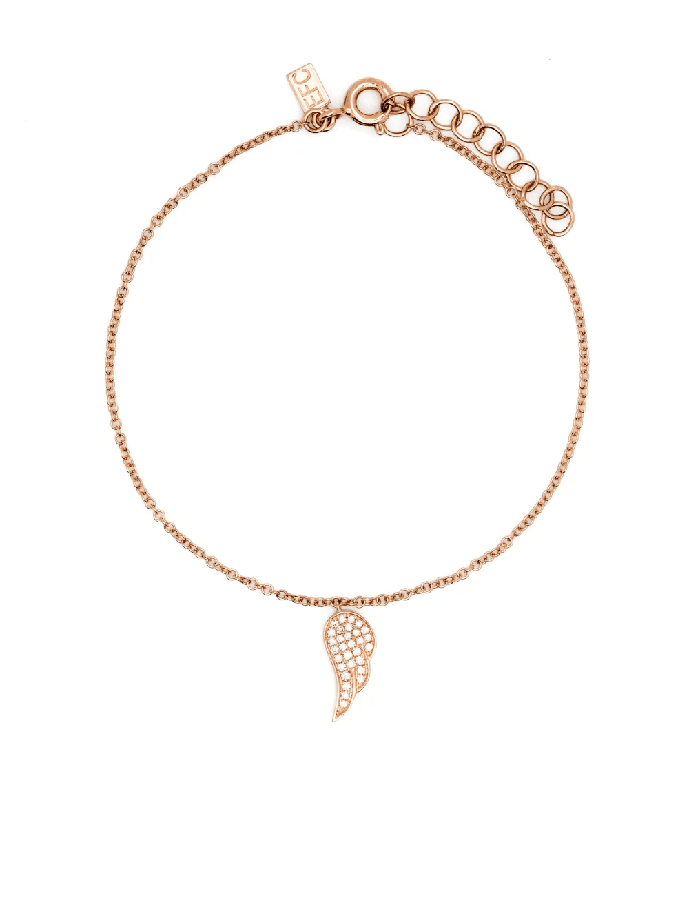 14kt rose gold Angel Wing diamond bracelet - Image 1