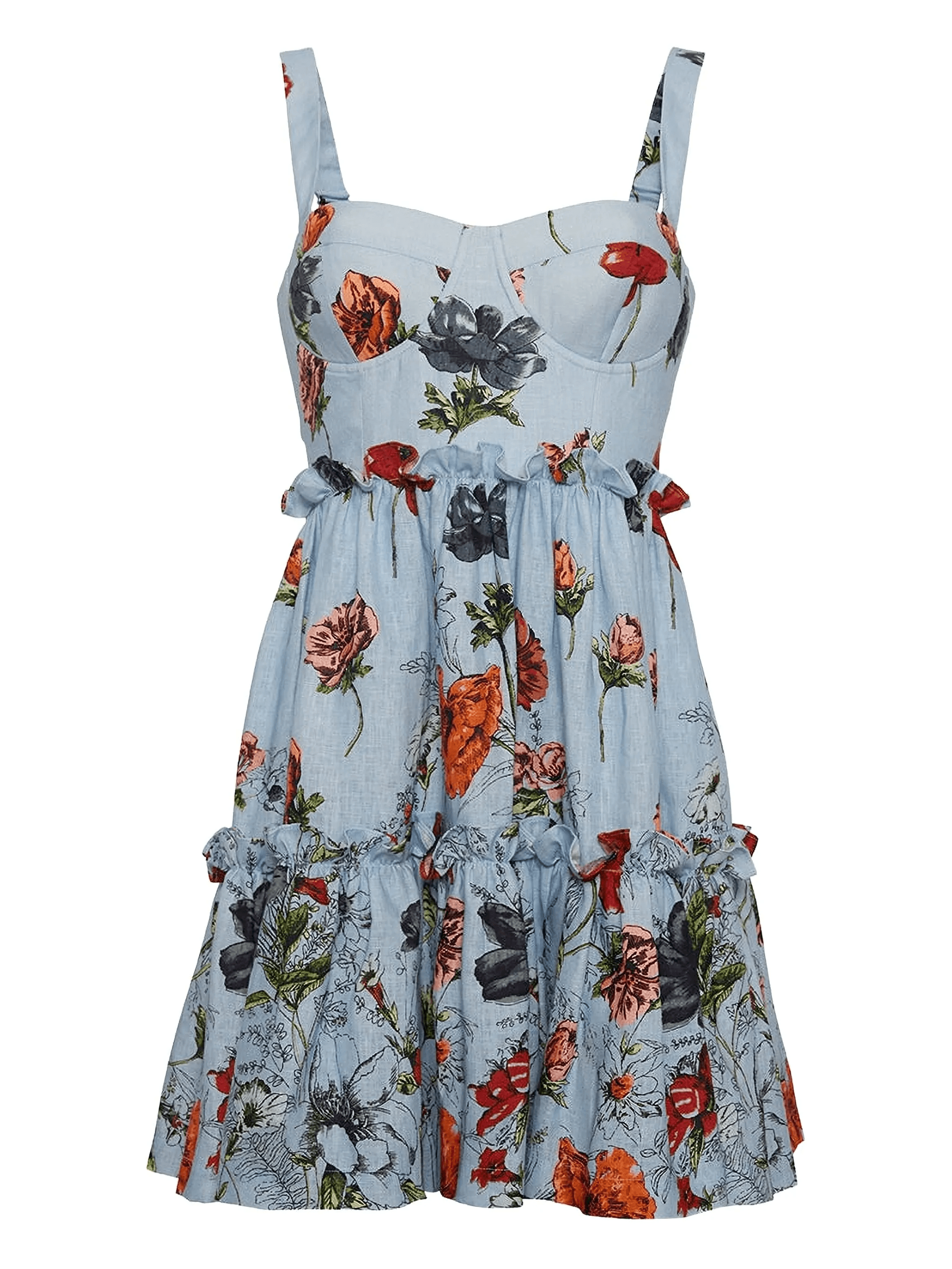 Audrey floral-print tiered mini dress - Image 1