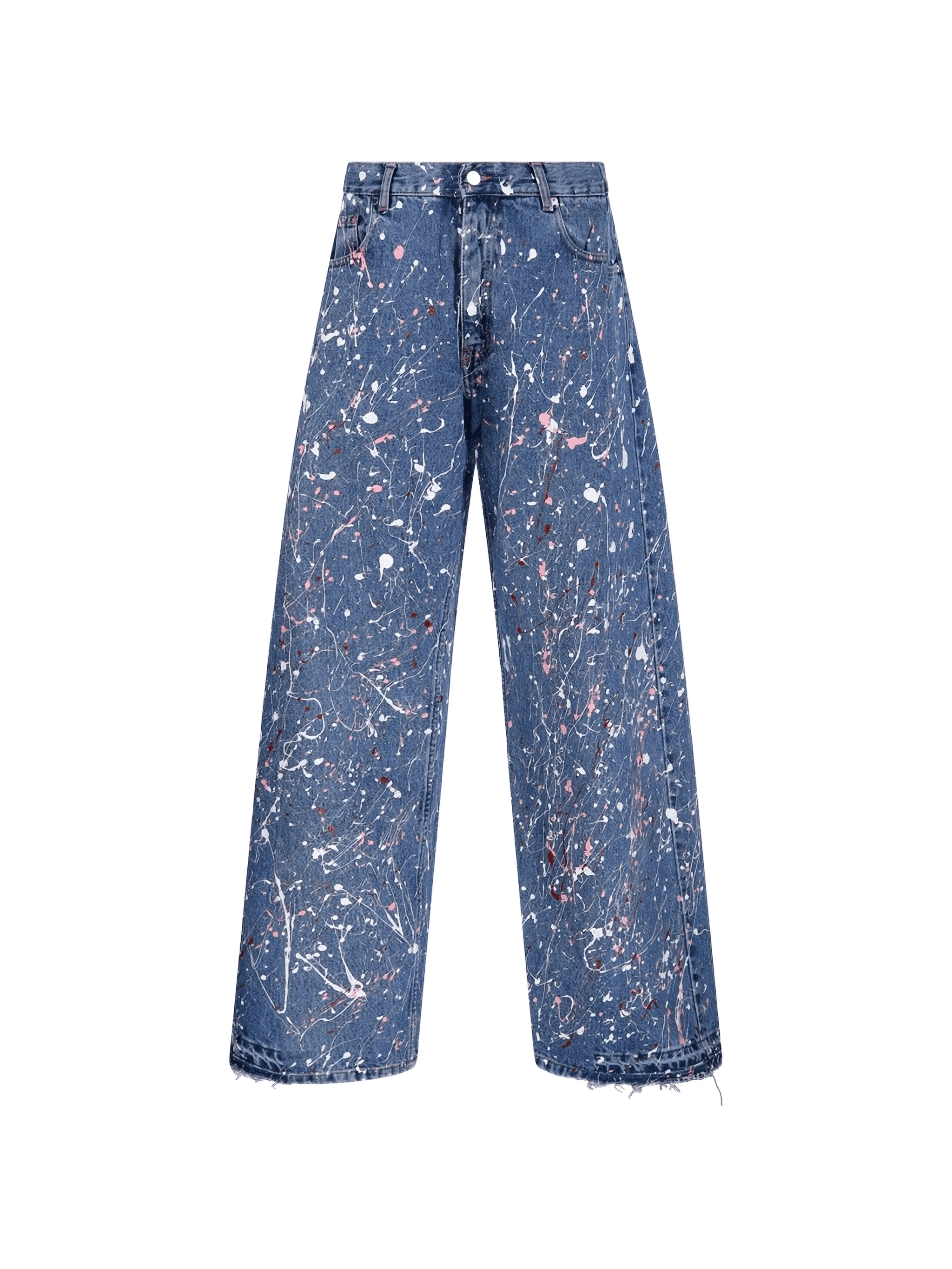splatter-effect frayed-hem jeans - Image 1