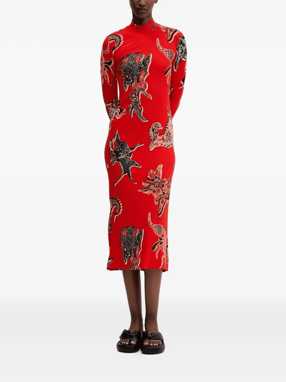 ribbed midi dress - Image 1