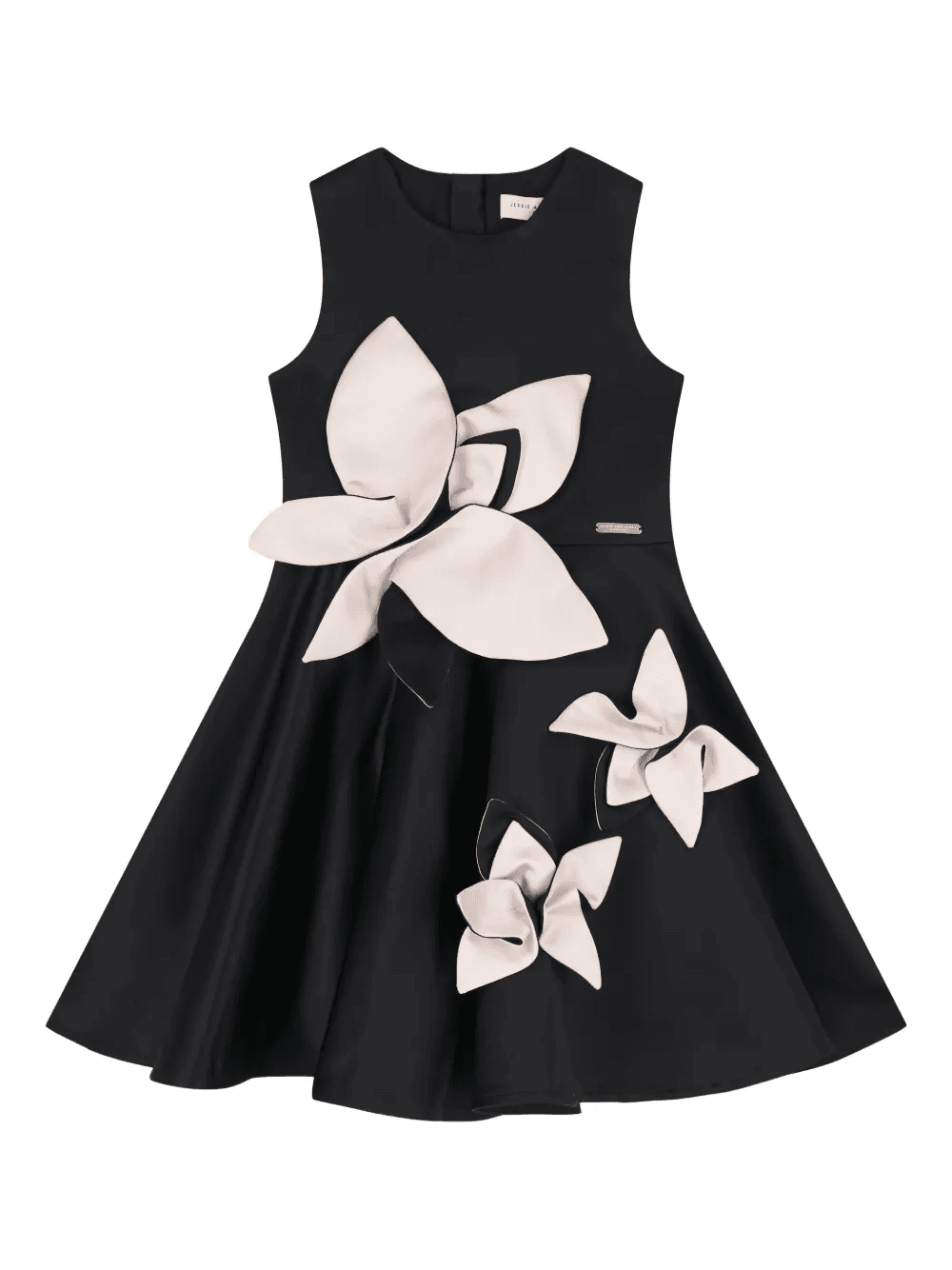 floral-applique sleeveless dress - Image 1