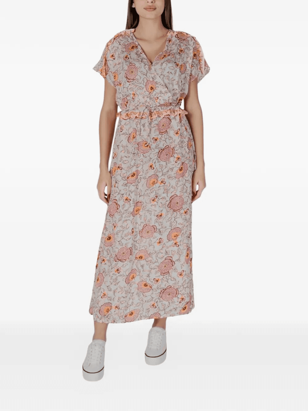 floral-print wrap-style midi dress - Image 1