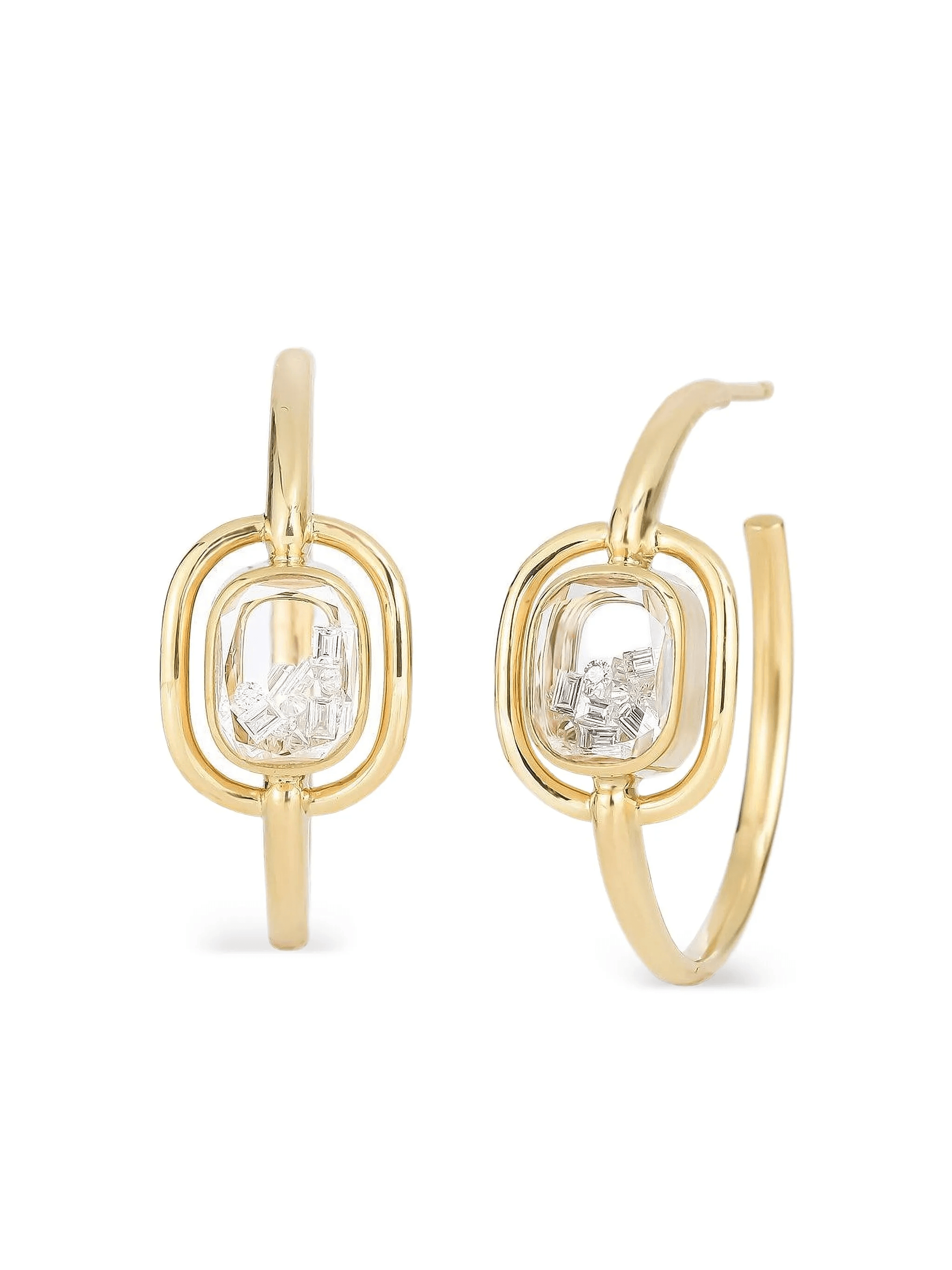 18K yellow gold Elo 25 diamond hoop earrings - Image 1