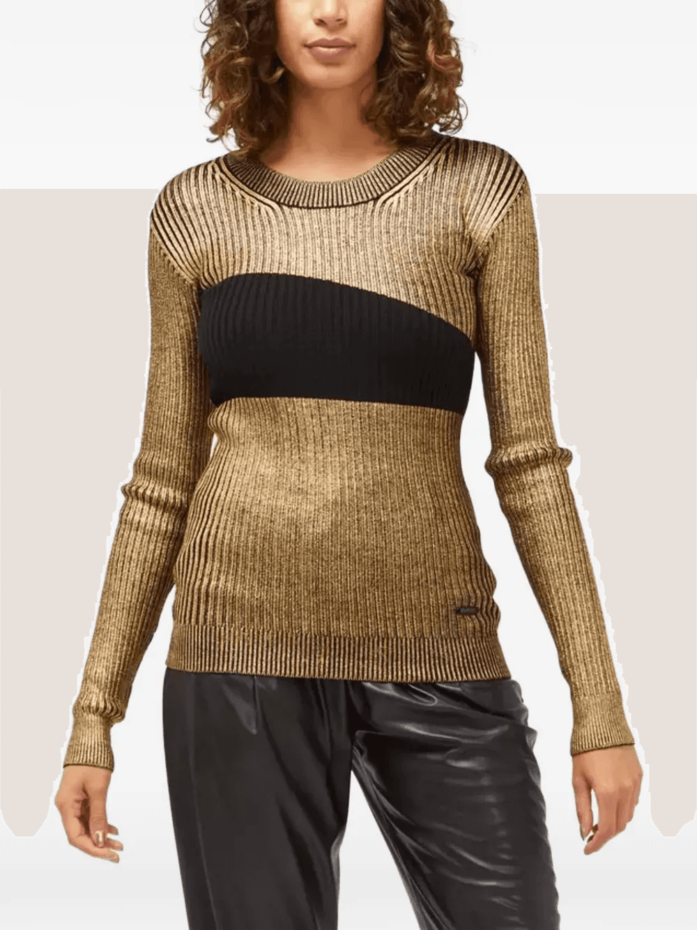 metallic ribbed-knit jumper - Image 1