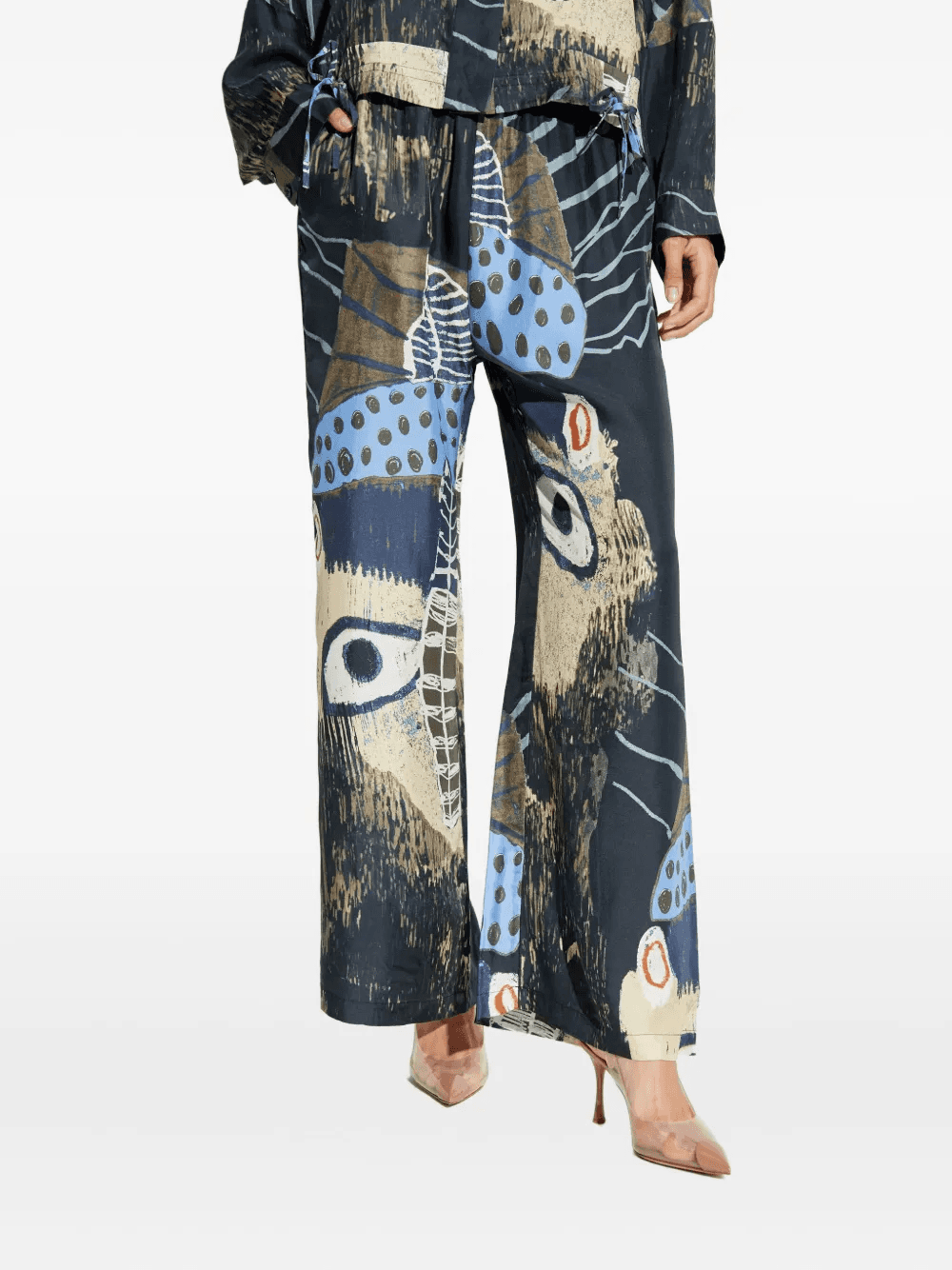 abstract-print silk trousers - Image 1