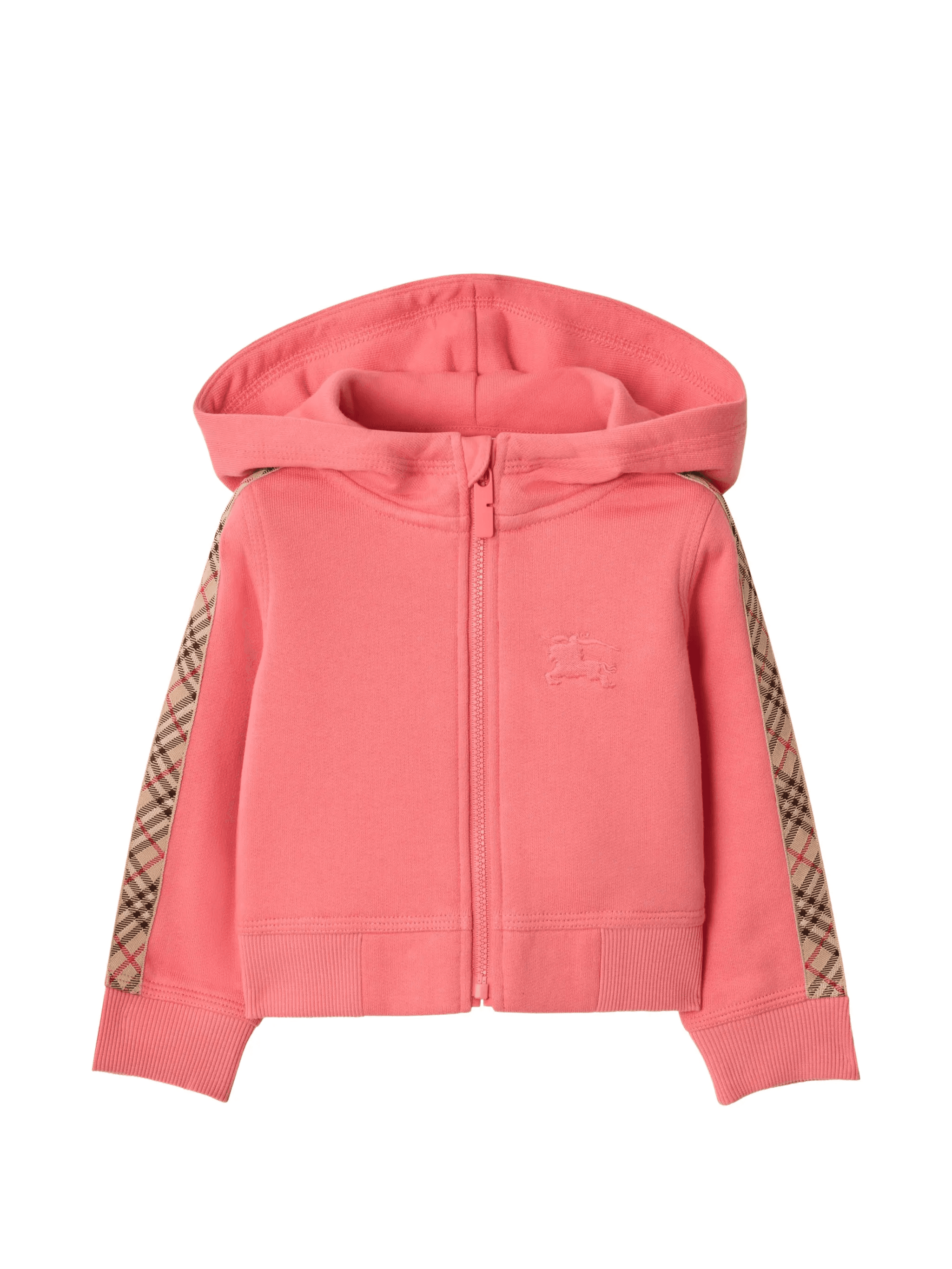 Check trim cotton zip hoodie - Image 1