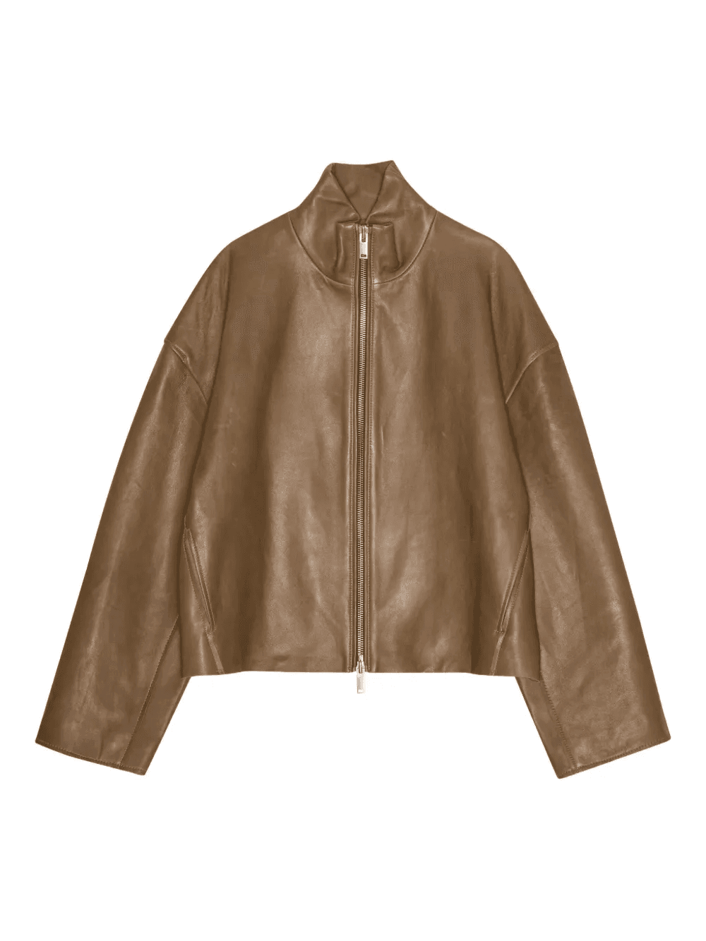 zip-front leather jacket - Image 1