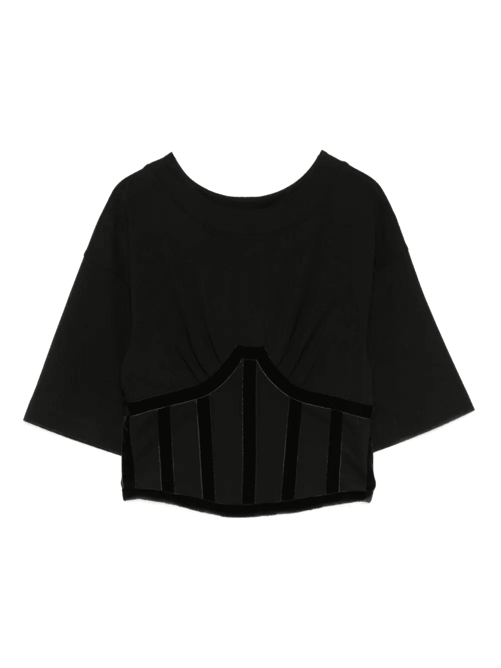 velvet-panelled cropped top - Image 1