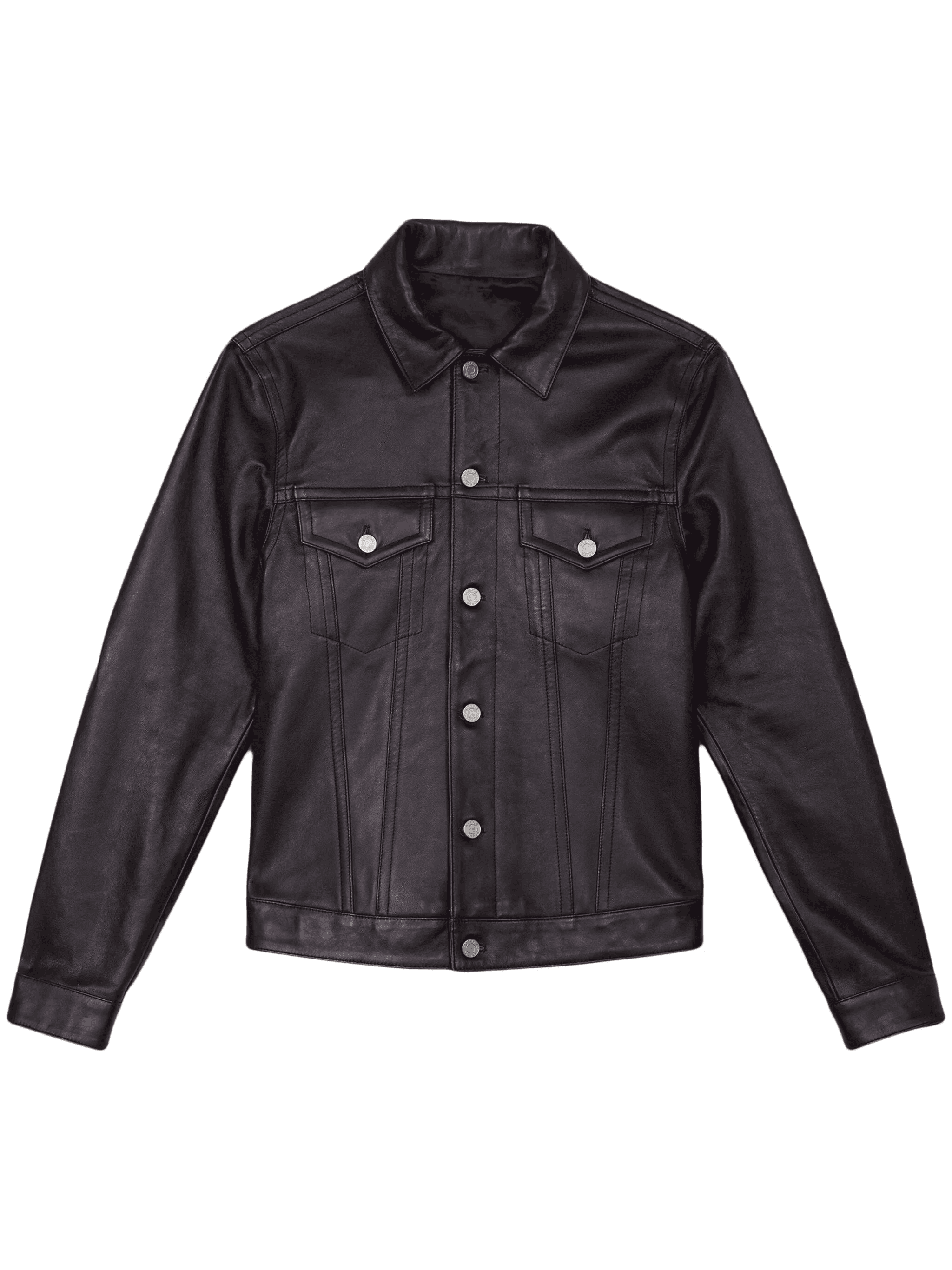 button-up leather shirt jacket - Image 1