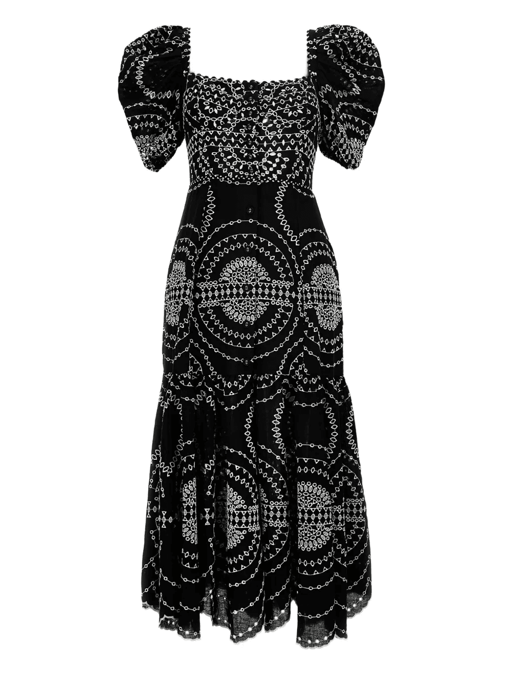 puff-sleeve embroidered dress - Image 1