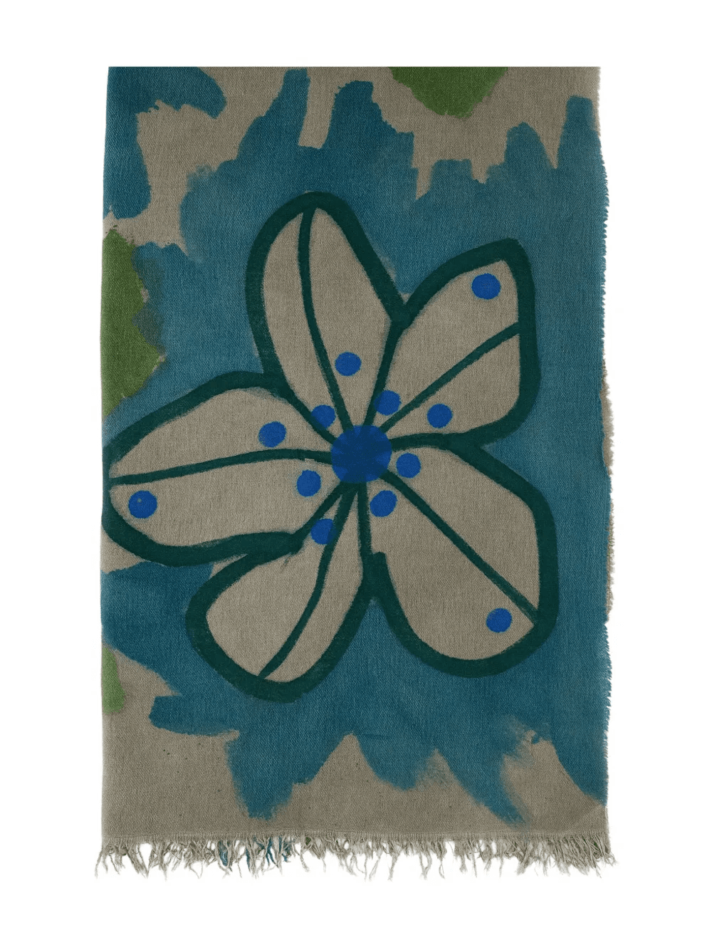 floral-pattern fringed scarf - Image 1
