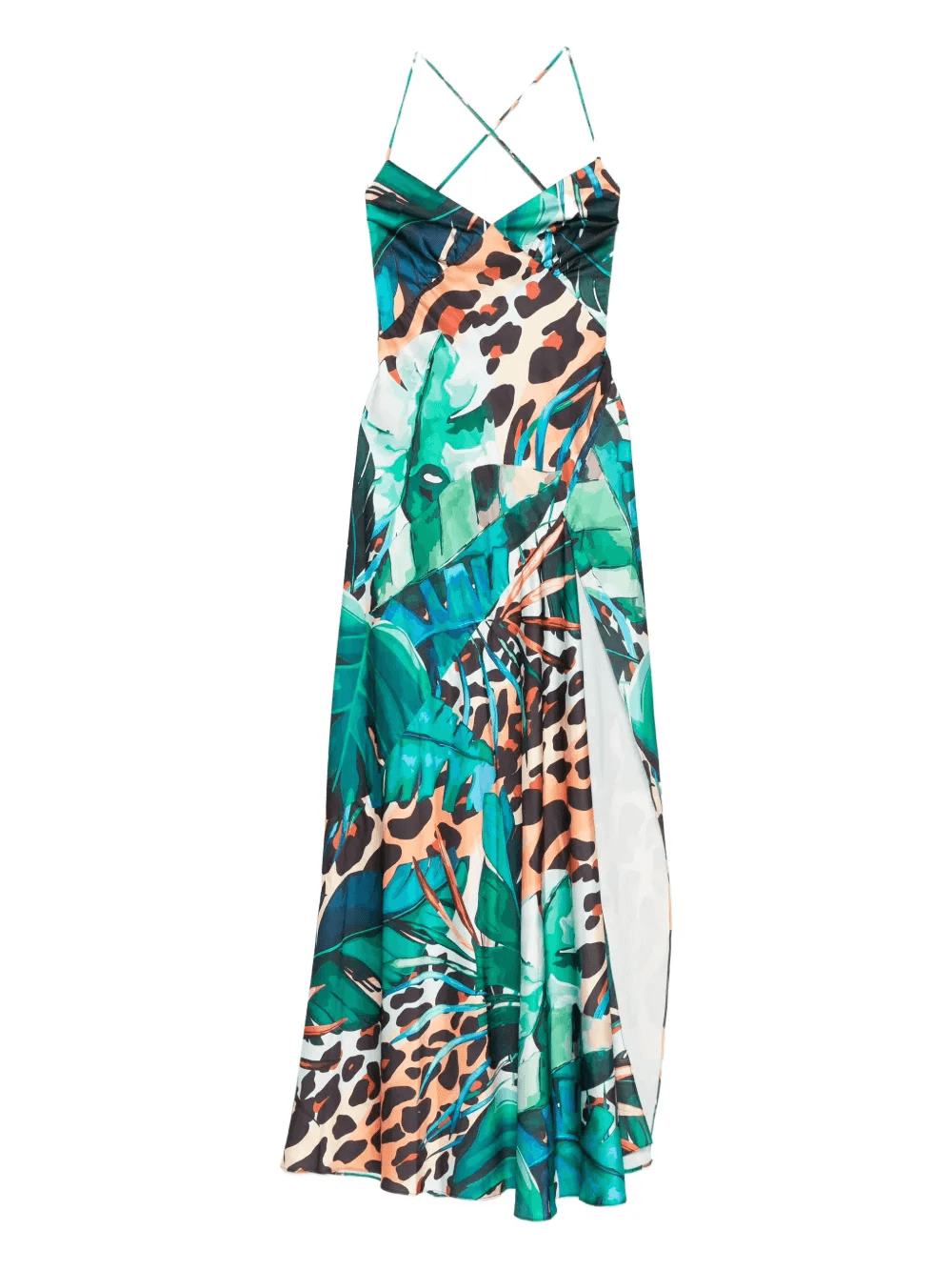 cross-back tropical-print maxi dress - Image 1