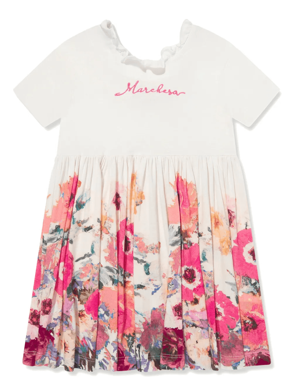 logo-embroidered floral dress - Image 1