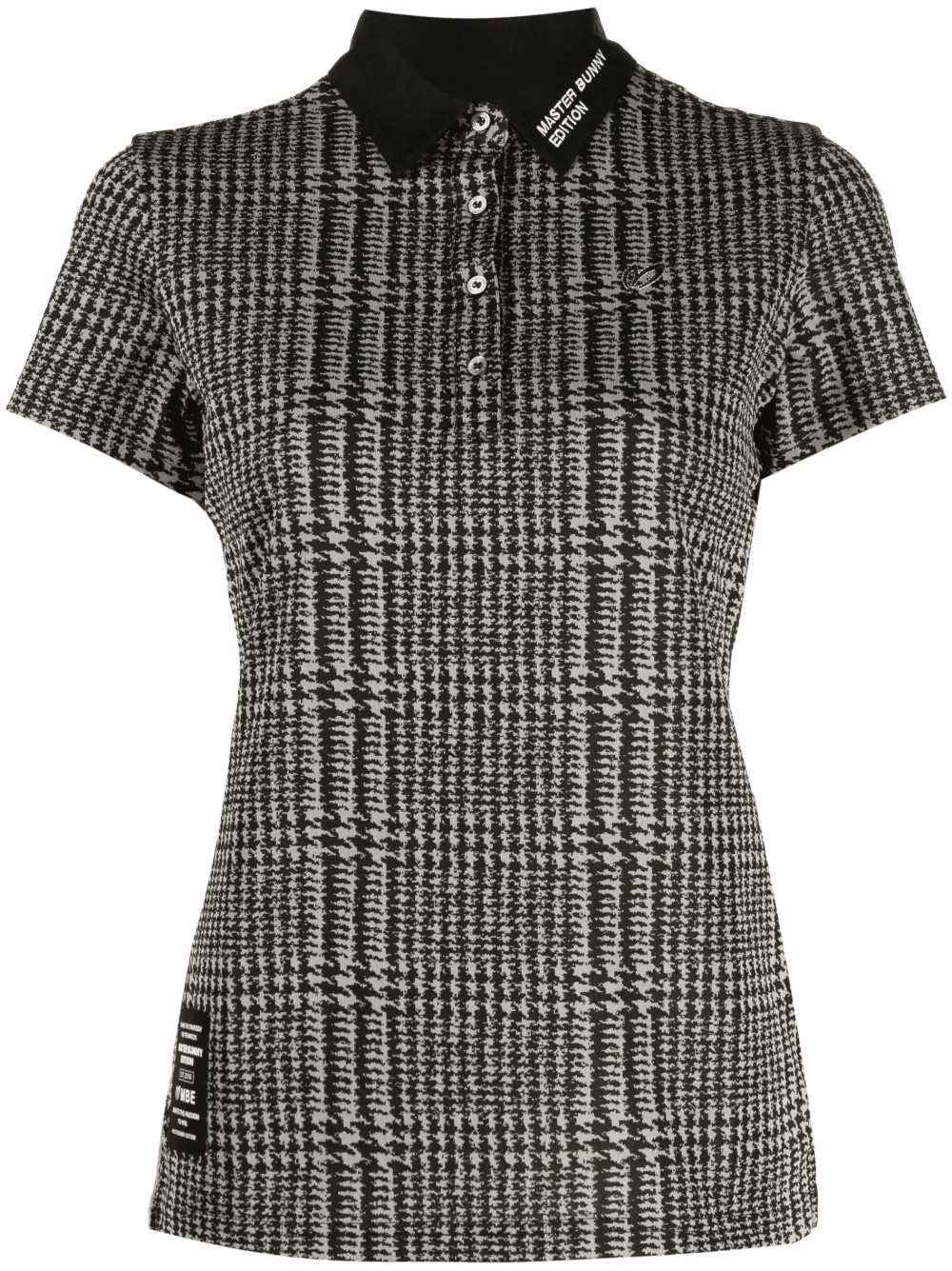 plaid logo-patch polo shirt - Image 1