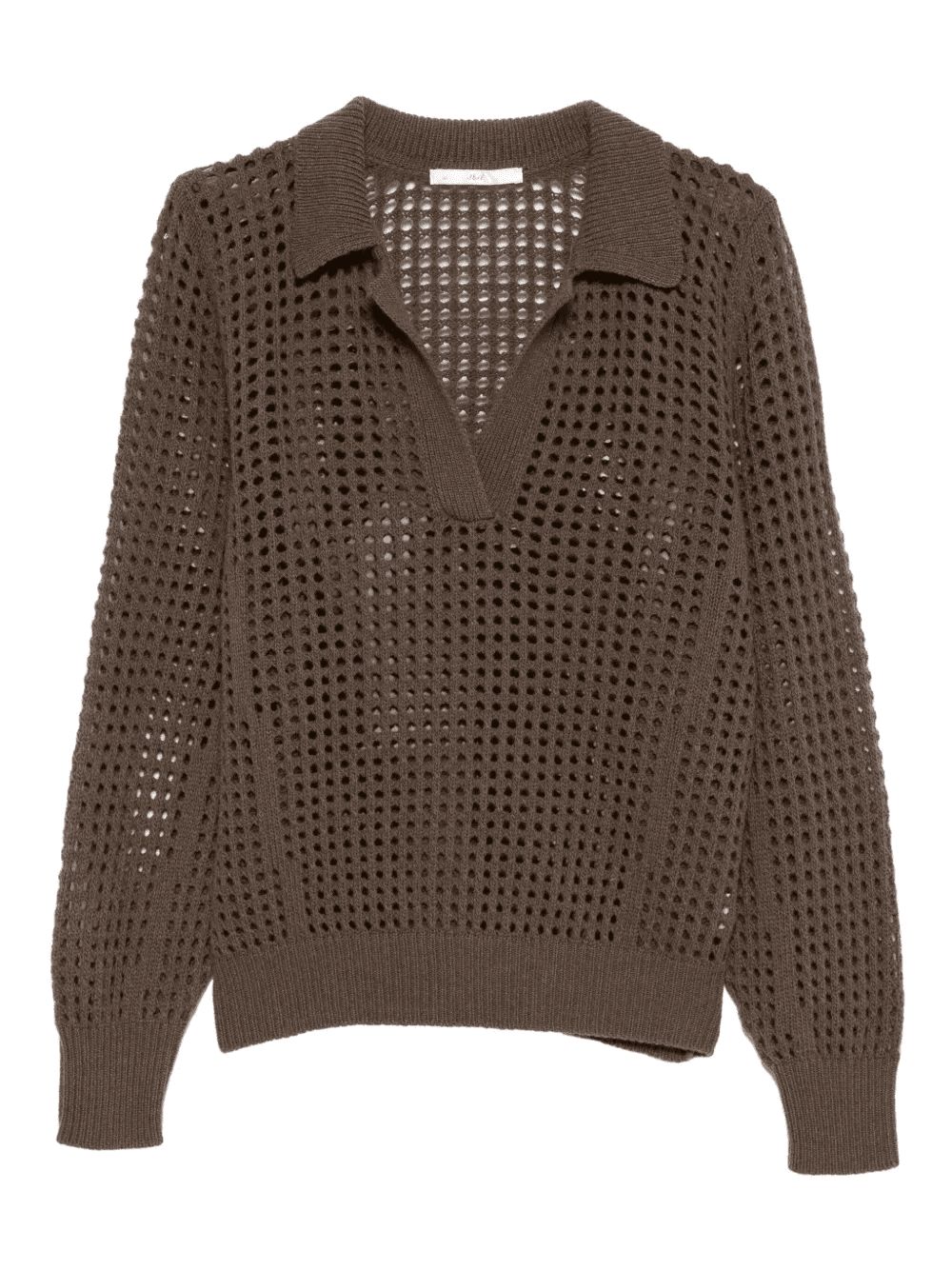 openwork polo-collar knitted top - Image 1