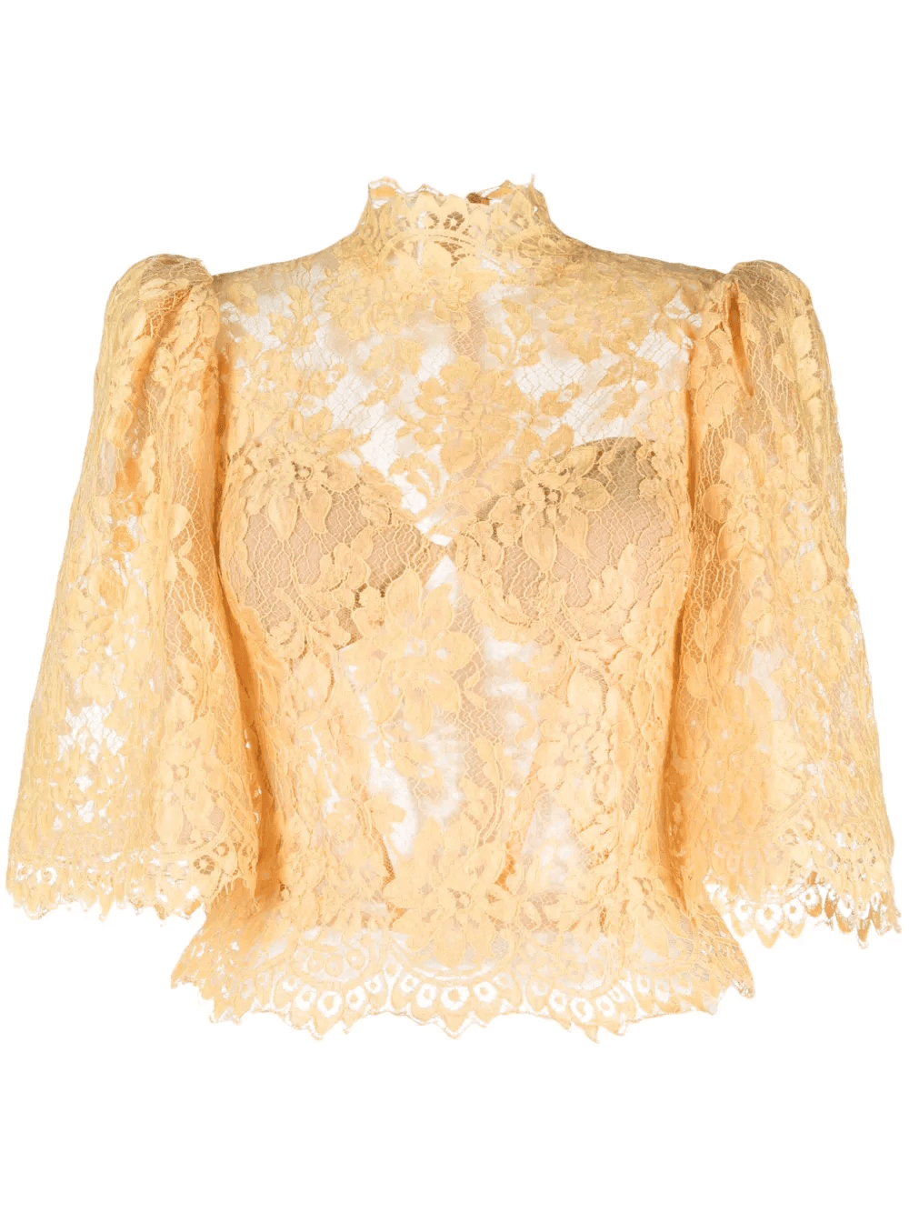 floral-lace puff-sleeve top - Image 1
