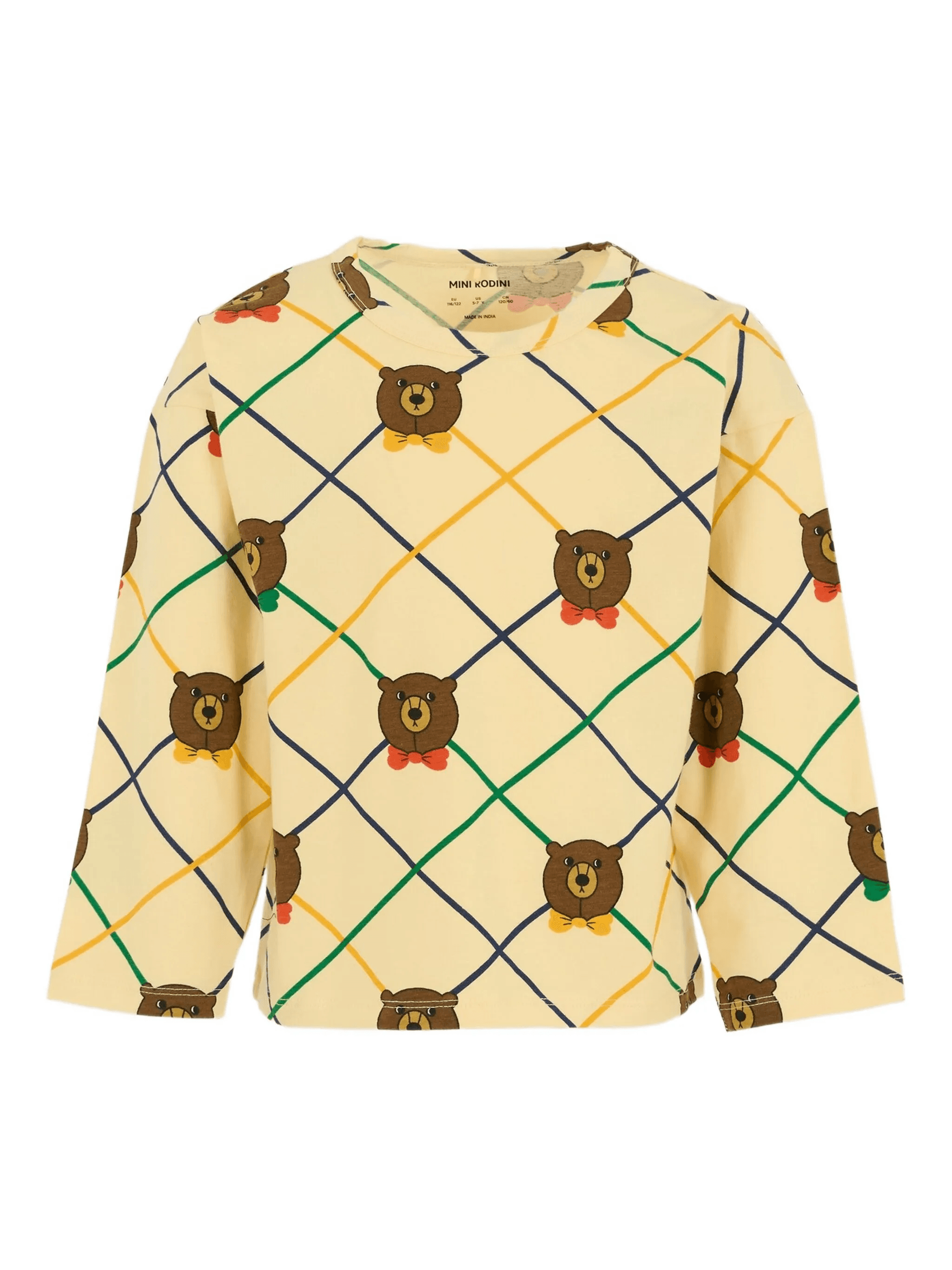 bear-print diamond-pattern long-sleeved t-shirt - Image 1