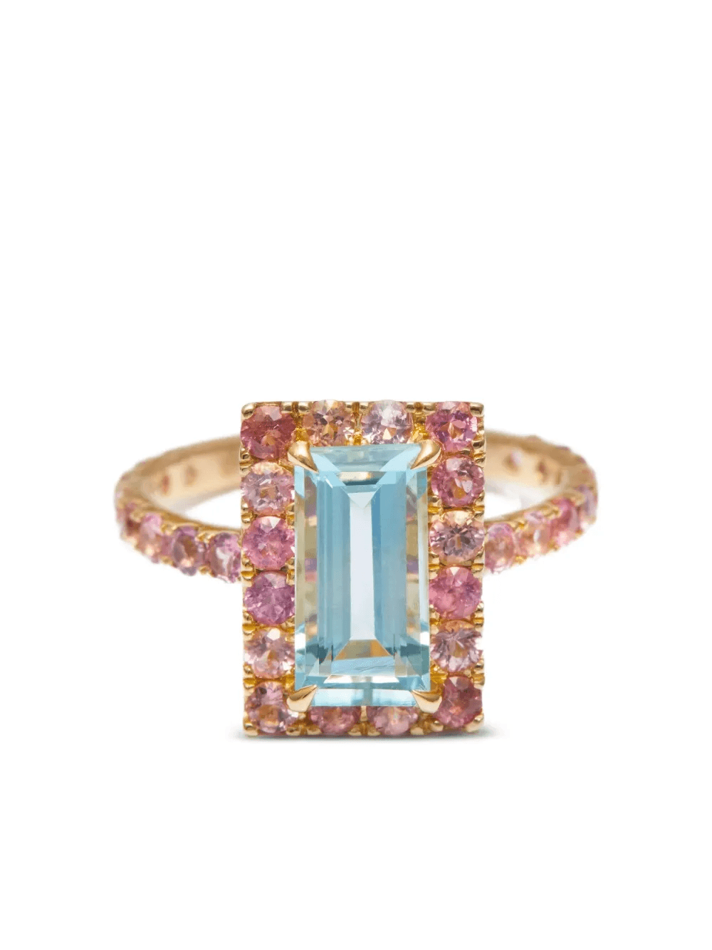 18K yellow gold Candy aquamarine and tourmaline ring - Image 1