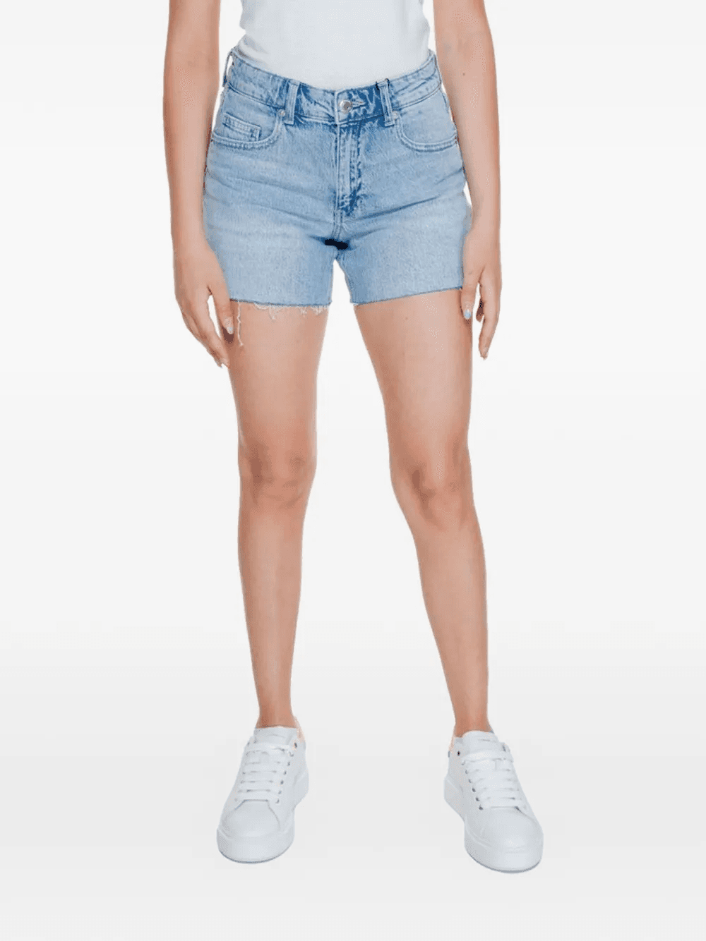 distressed light-wash denim shorts - Image 1
