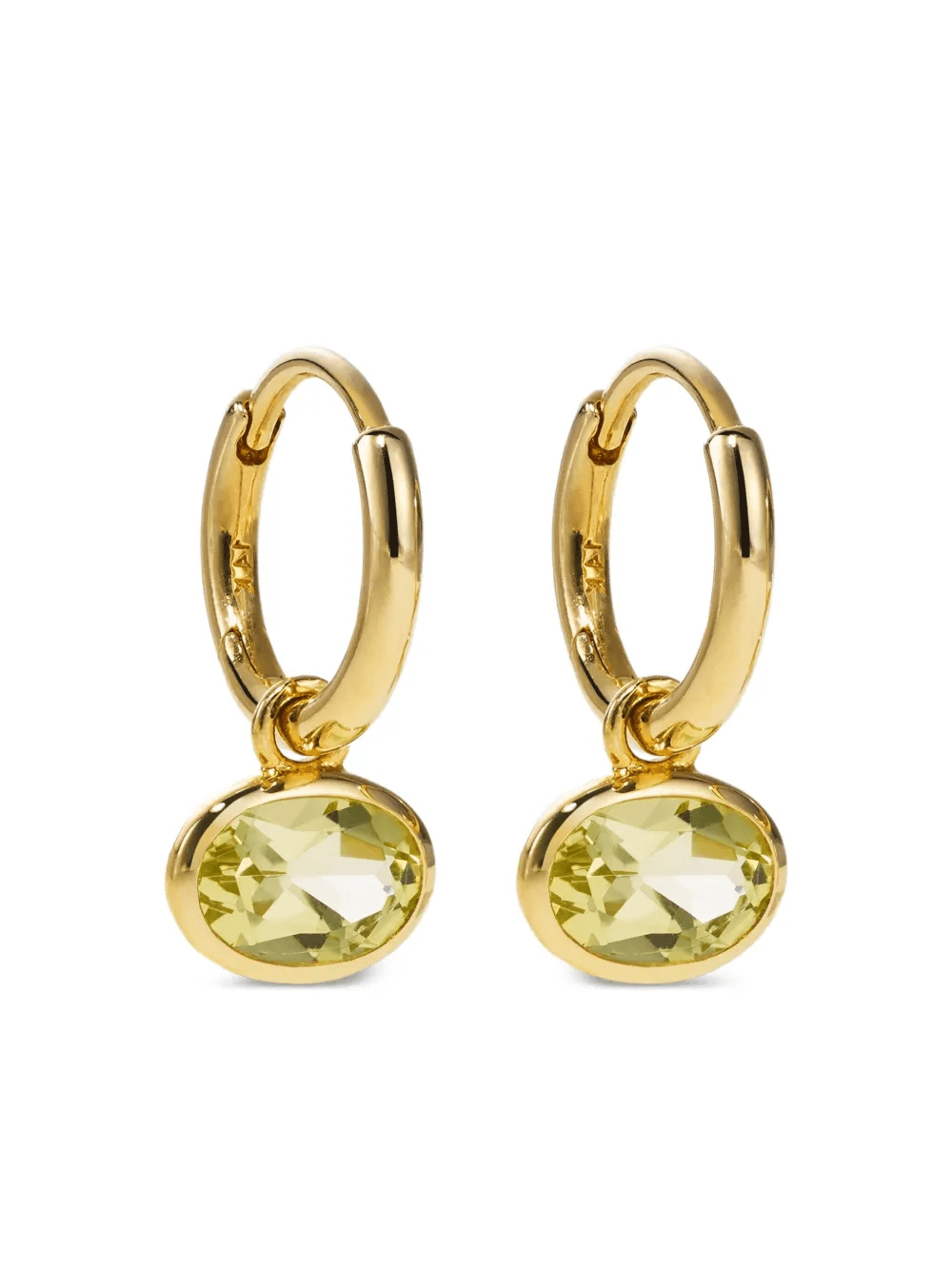 14K gold Orbit quartz hoop earrings - Image 1