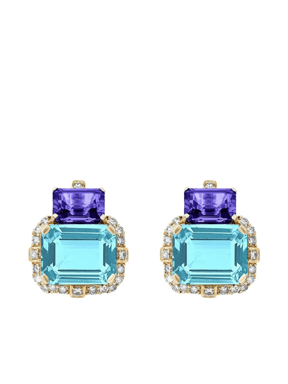 18k yellow gold Gossip Two Tier multi-stone earrings - Image 1