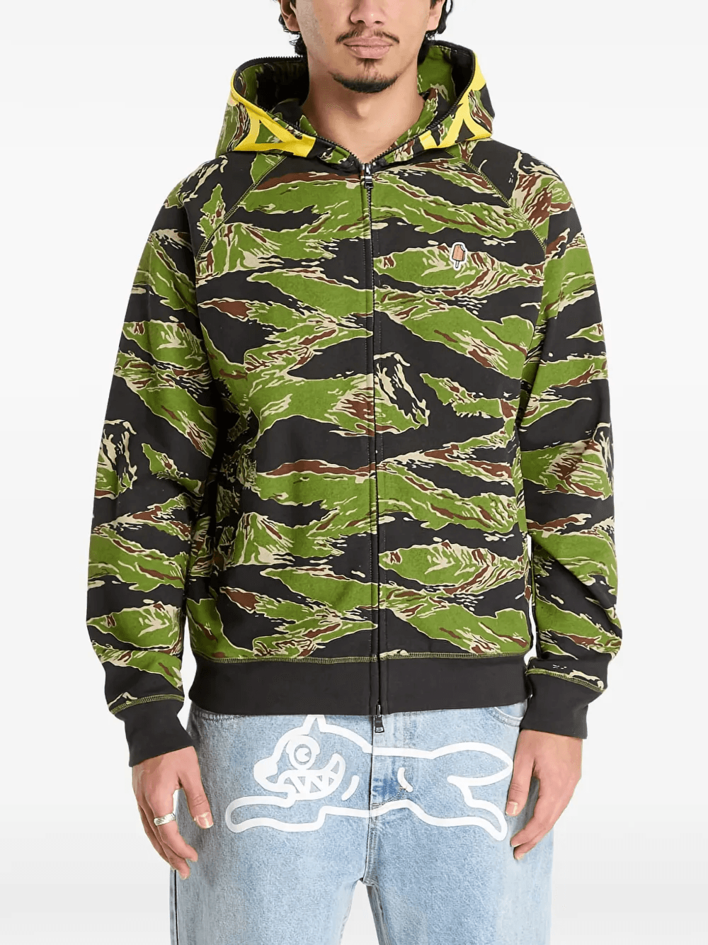Smiley Tiger stripe zip-through hoodie - Image 1