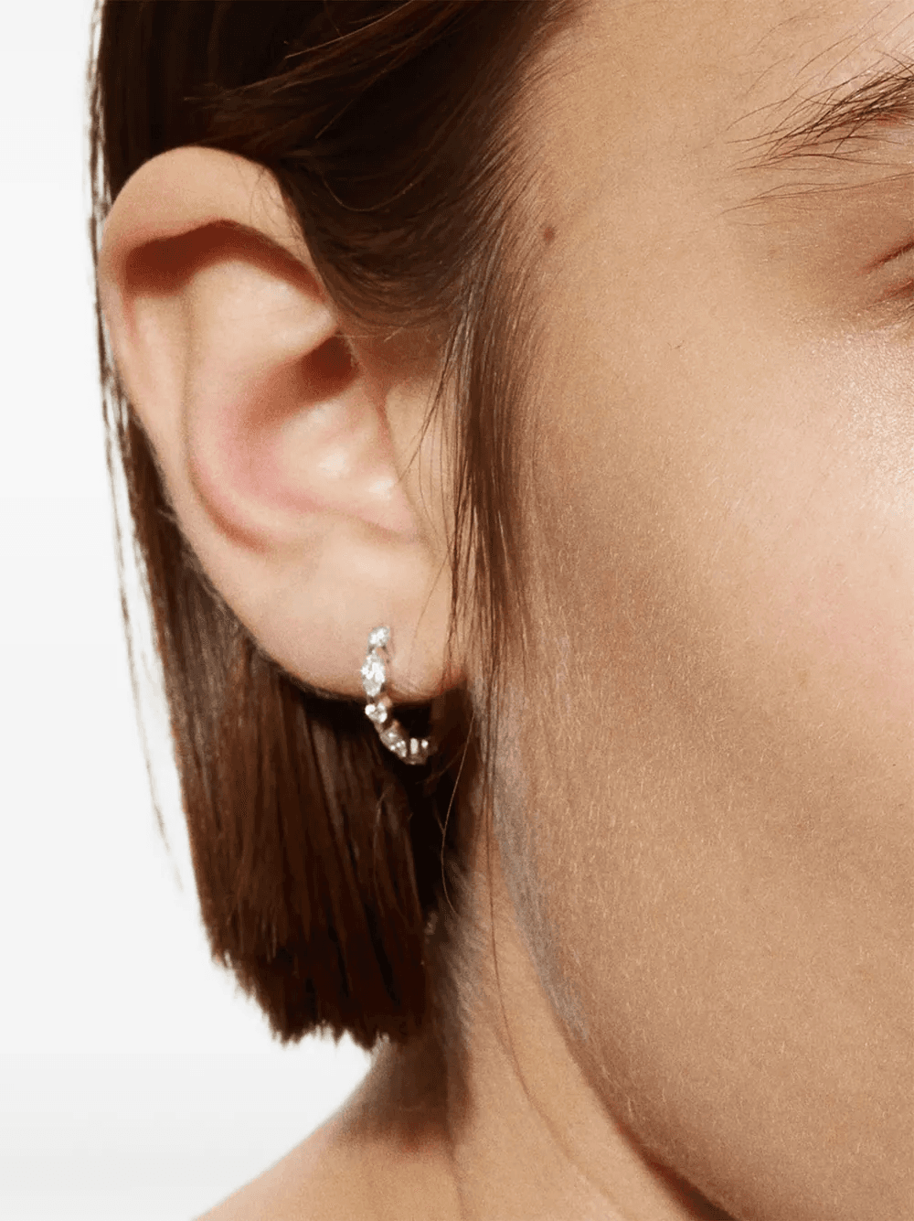 18K recycled yellow gold Marilyn diamond hoop earring - Image 1